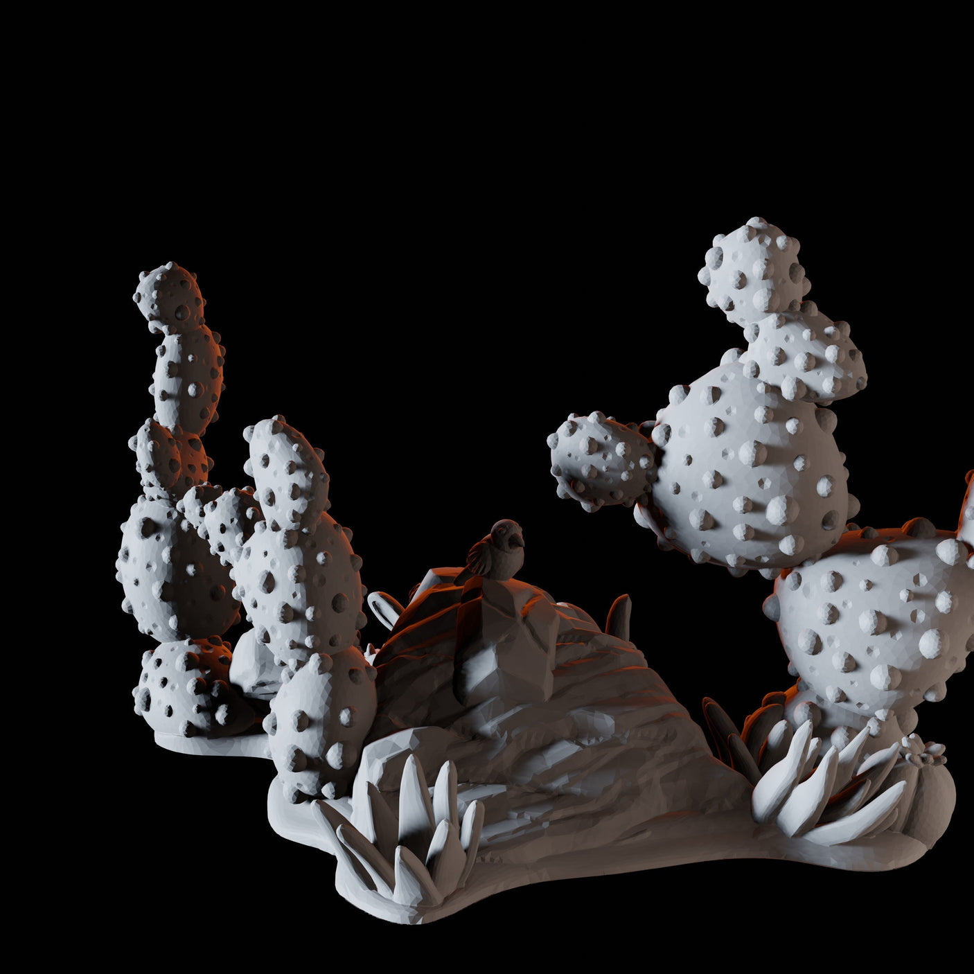 Cactus and Bunny Rabbits Miniature for Dungeons and Dragons, Pathfinder or other TTRPGs