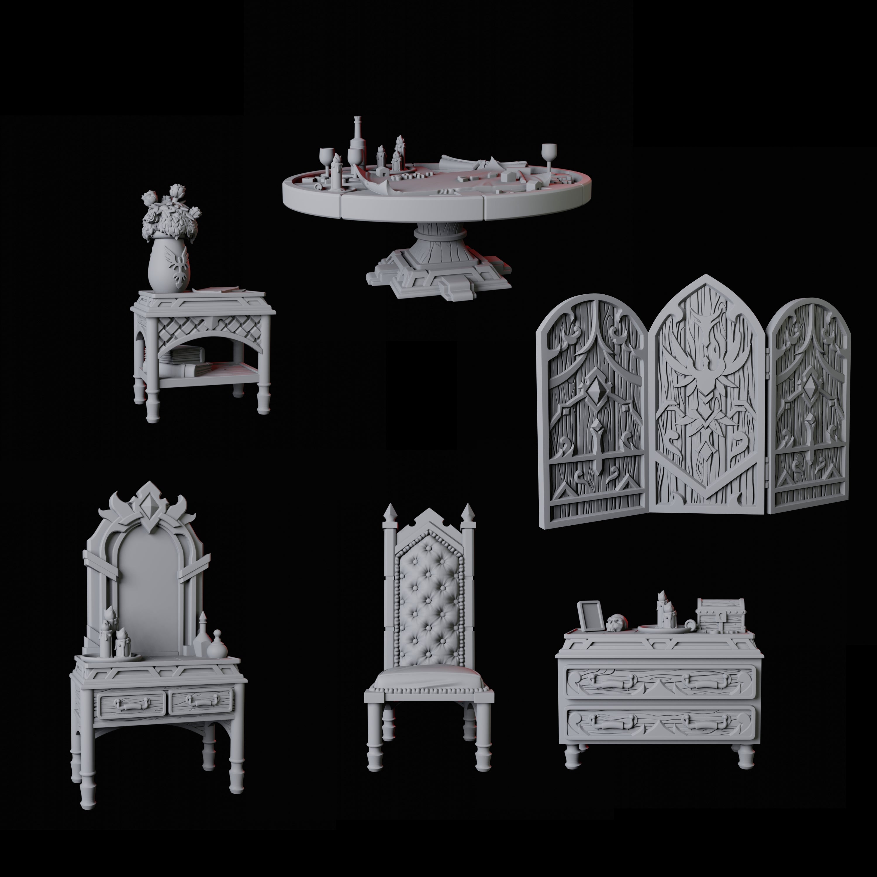Castle Bedroom Furniture Miniature for Dungeons and Dragons, Pathfinder or other TTRPGs