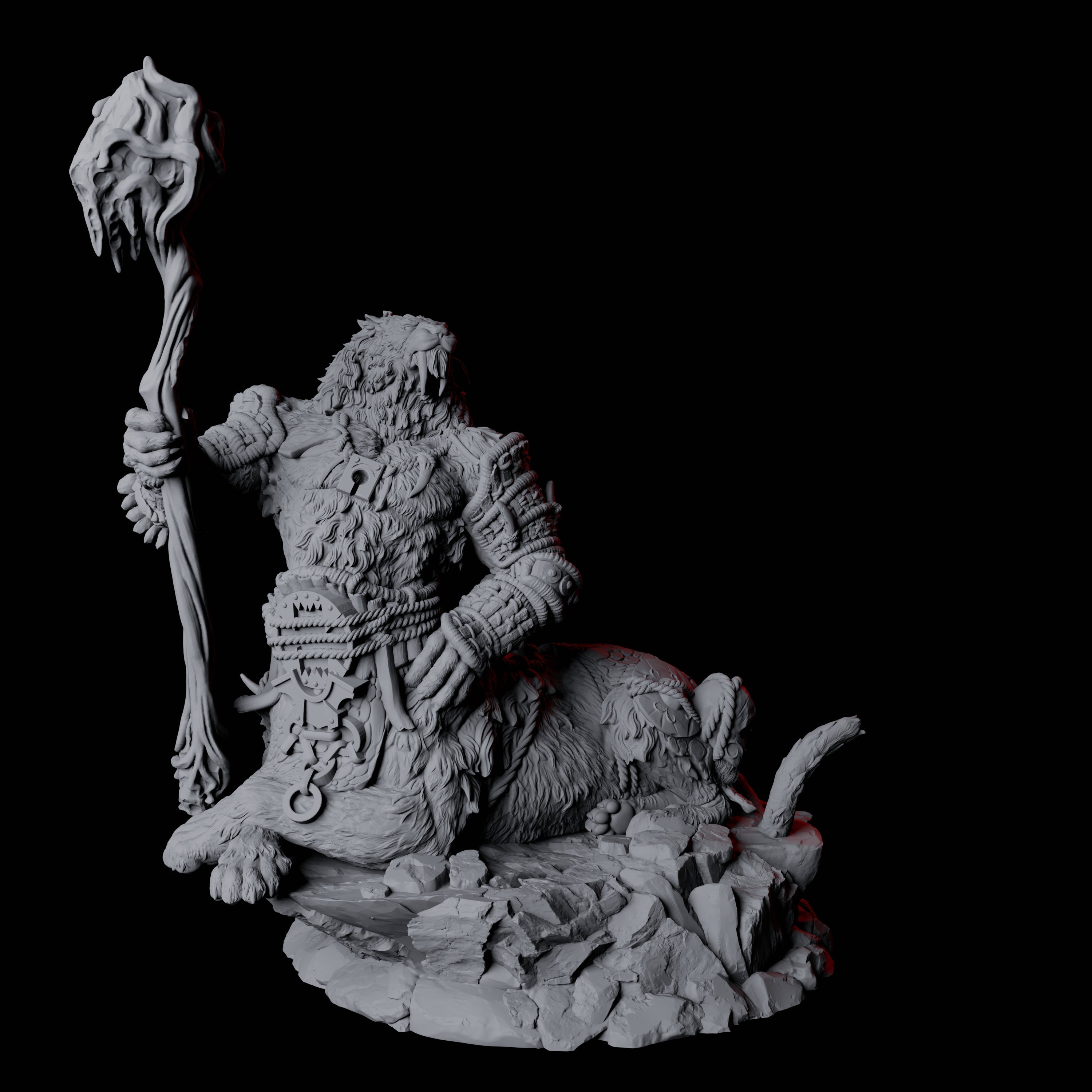 Cat Bear Centaur D Miniature for Dungeons and Dragons, Pathfinder or other TTRPGs