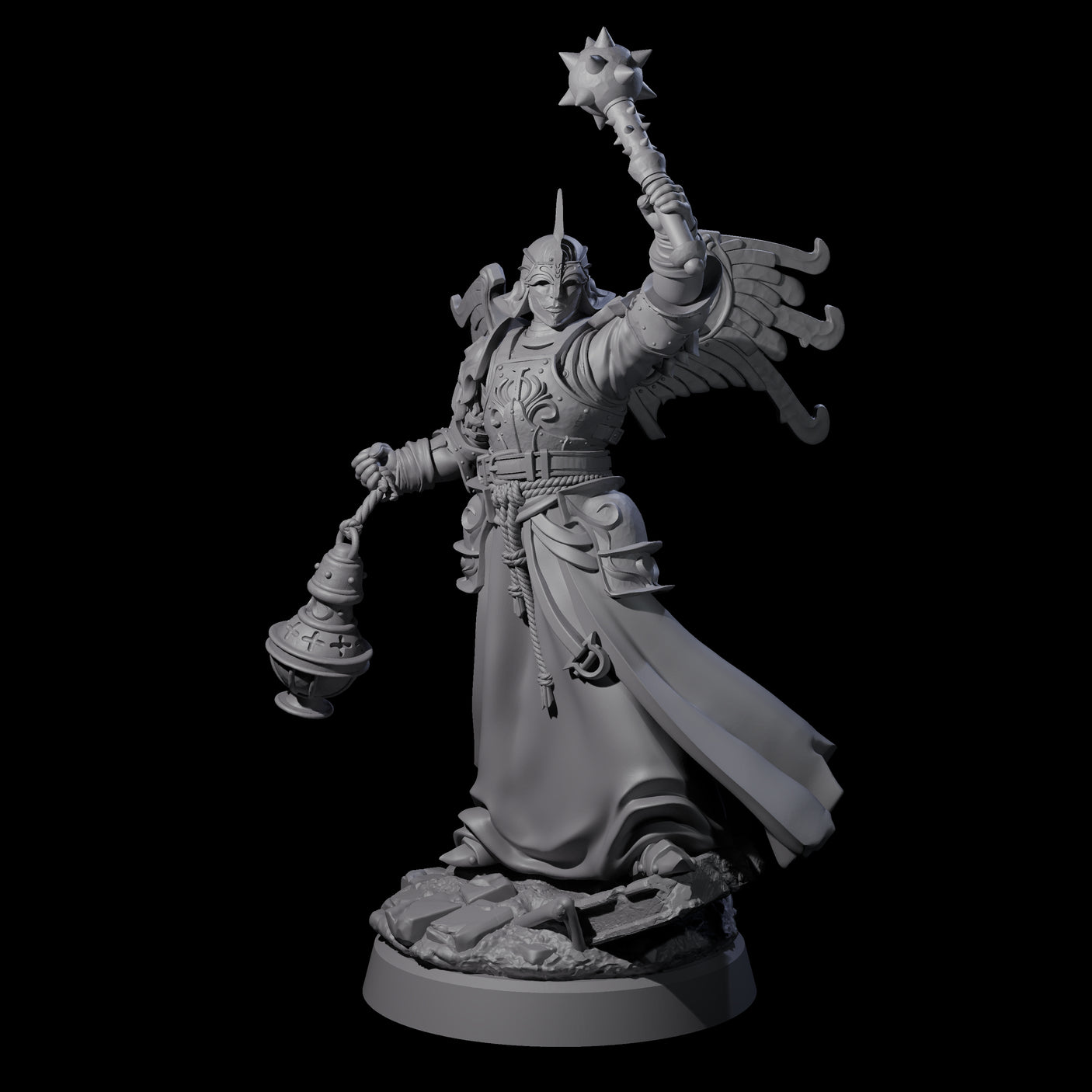 Censor Swinging Human Paladin Miniature for Dungeons and Dragons, Pathfinder or other TTRPGs