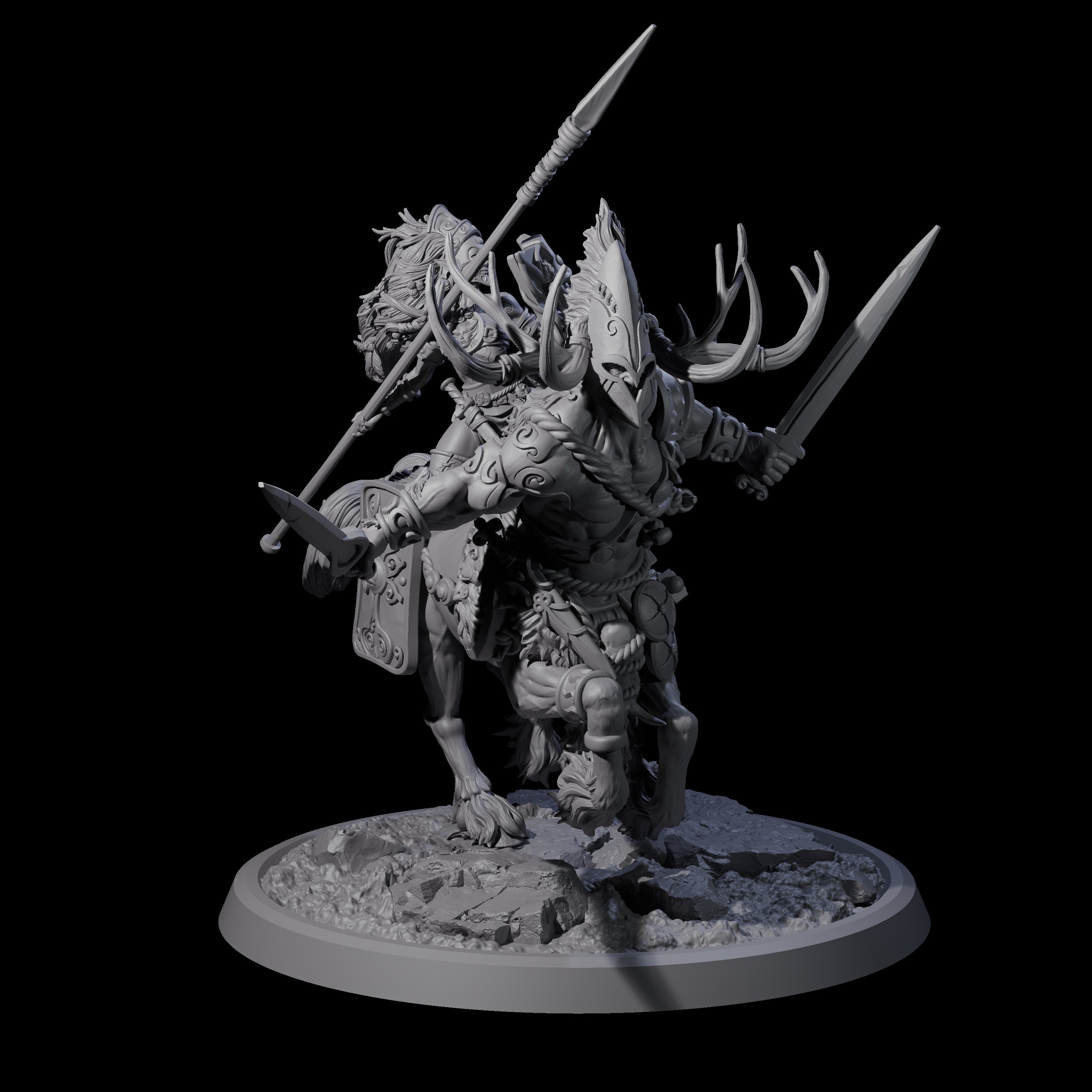 Centaur Elf Teamup B Miniature for Dungeons and Dragons, Pathfinder or other TTRPGs