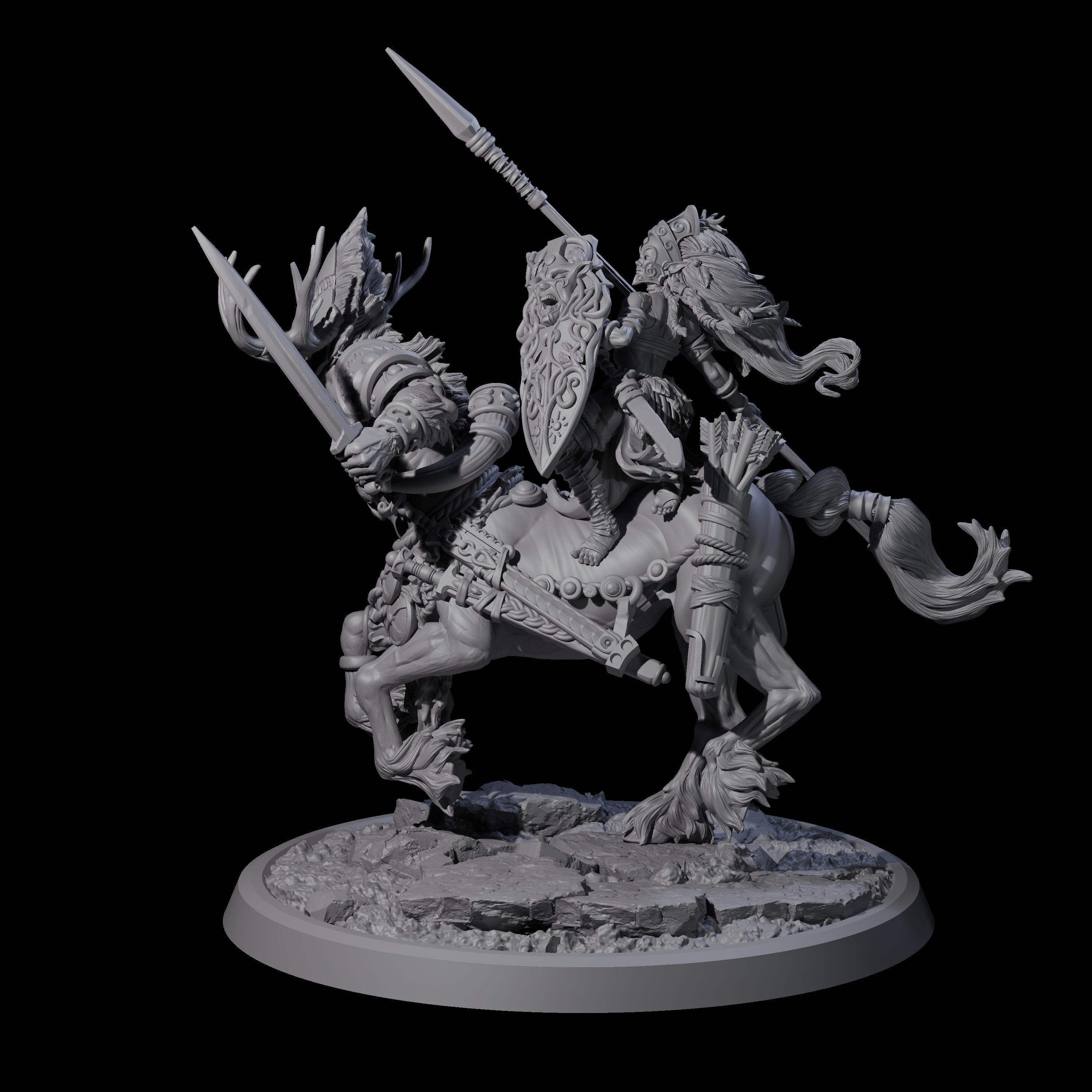 Centaur Elf Teamup B Miniature for Dungeons and Dragons, Pathfinder or other TTRPGs