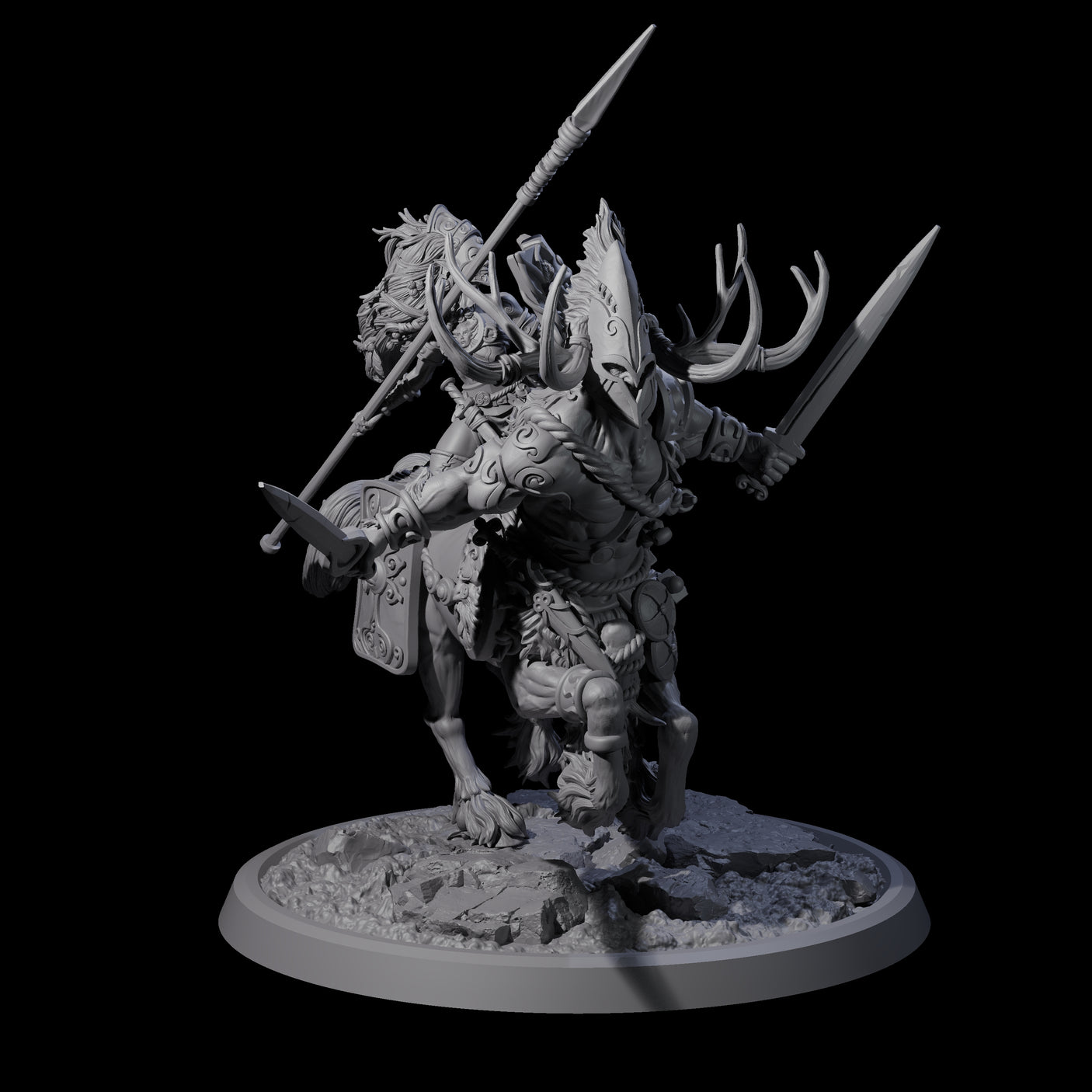 Centaur Elf Teamup B Miniature for Dungeons and Dragons, Pathfinder or other TTRPGs