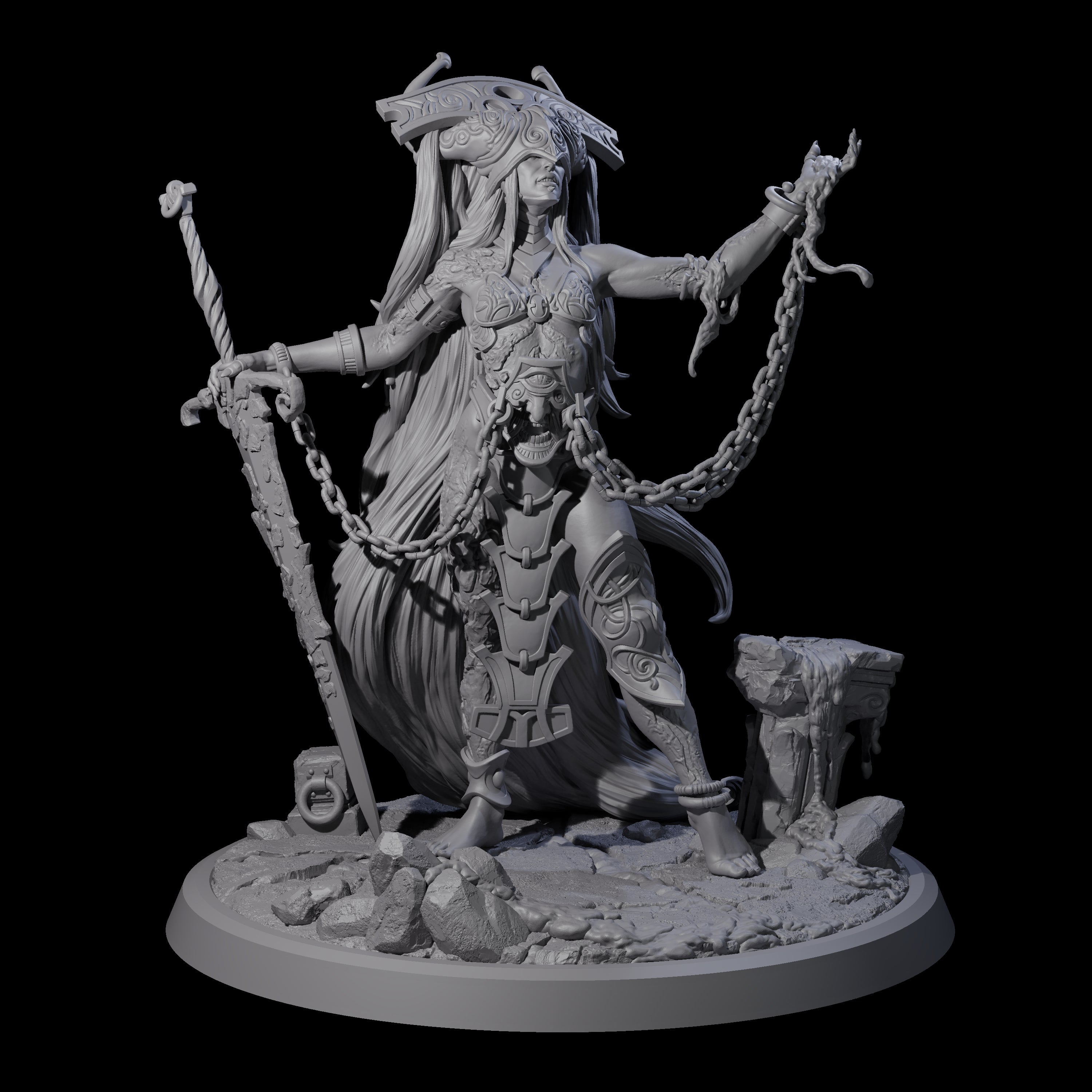 Chainbound Kyton Priestess A Miniature for Dungeons and Dragons, Pathfinder or other TTRPGs
