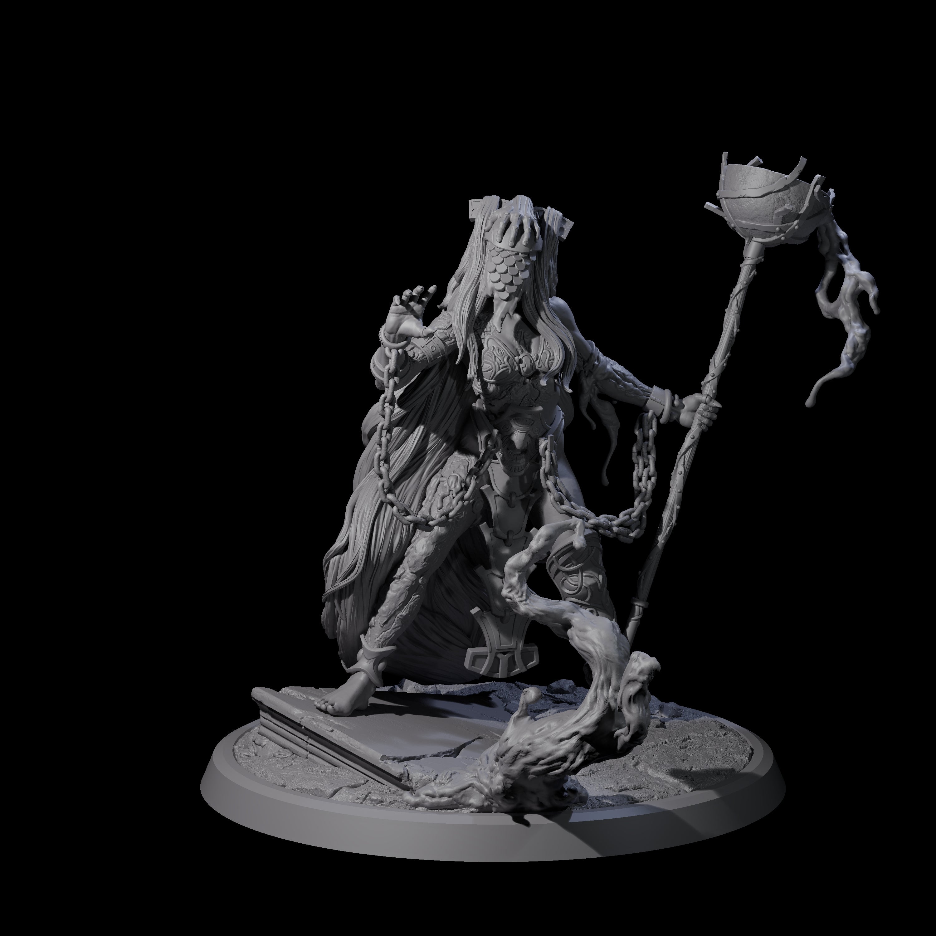 Chainbound Kyton Priestess C Miniature for Dungeons and Dragons, Pathfinder or other TTRPGs
