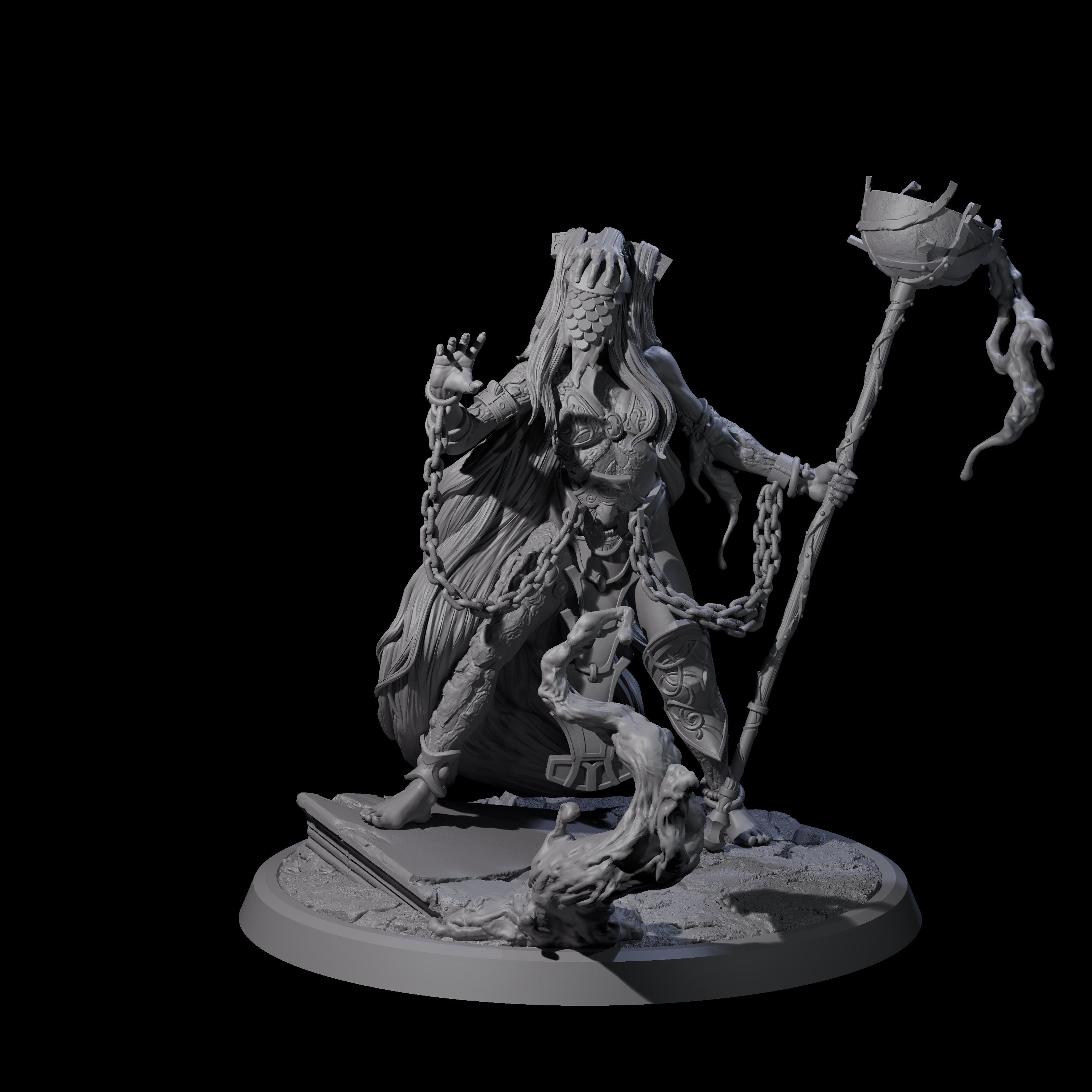 Chainbound Kyton Priestess C Miniature for Dungeons and Dragons, Pathfinder or other TTRPGs