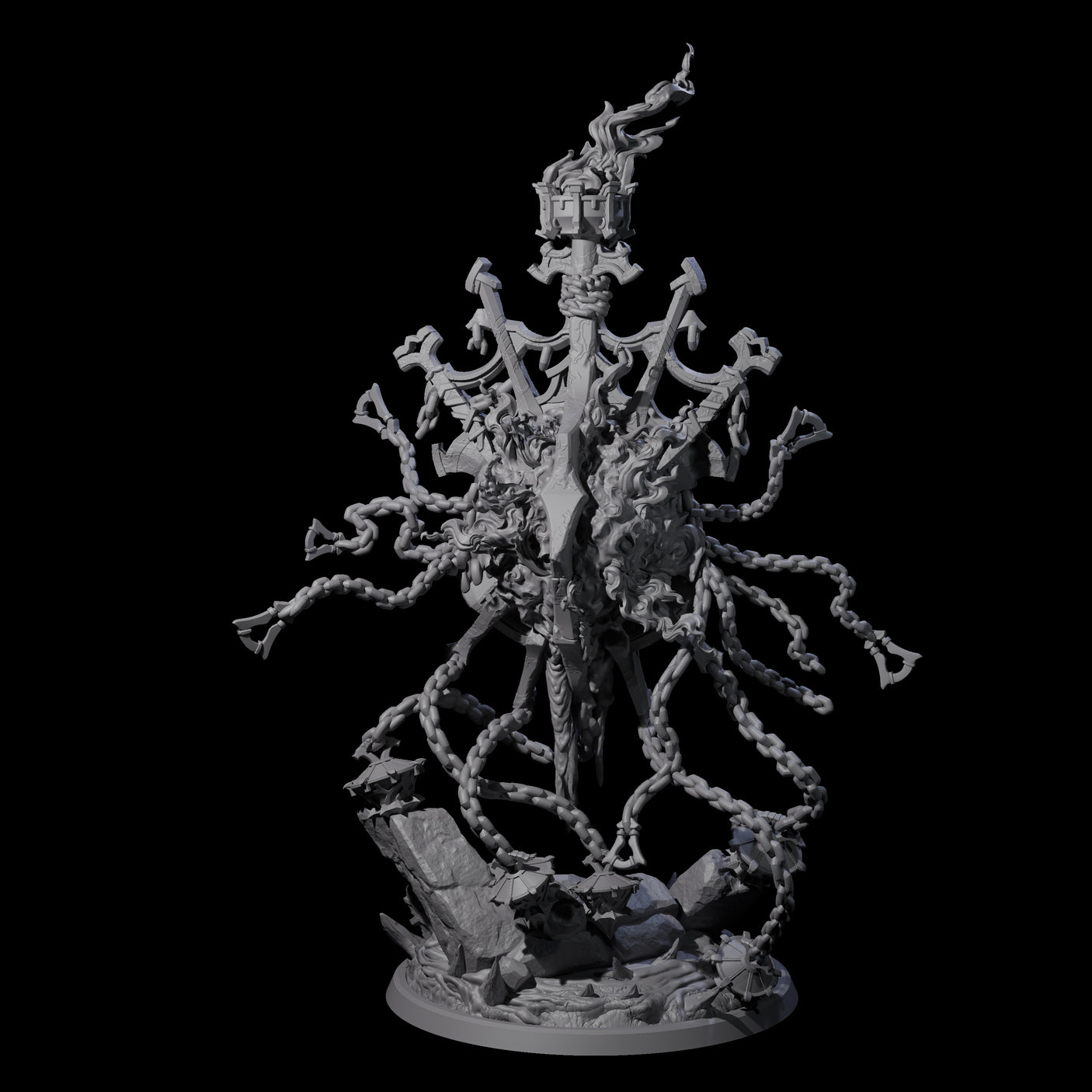 Chained Flaming Angel Miniature for Dungeons and Dragons, Pathfinder or other TTRPGs