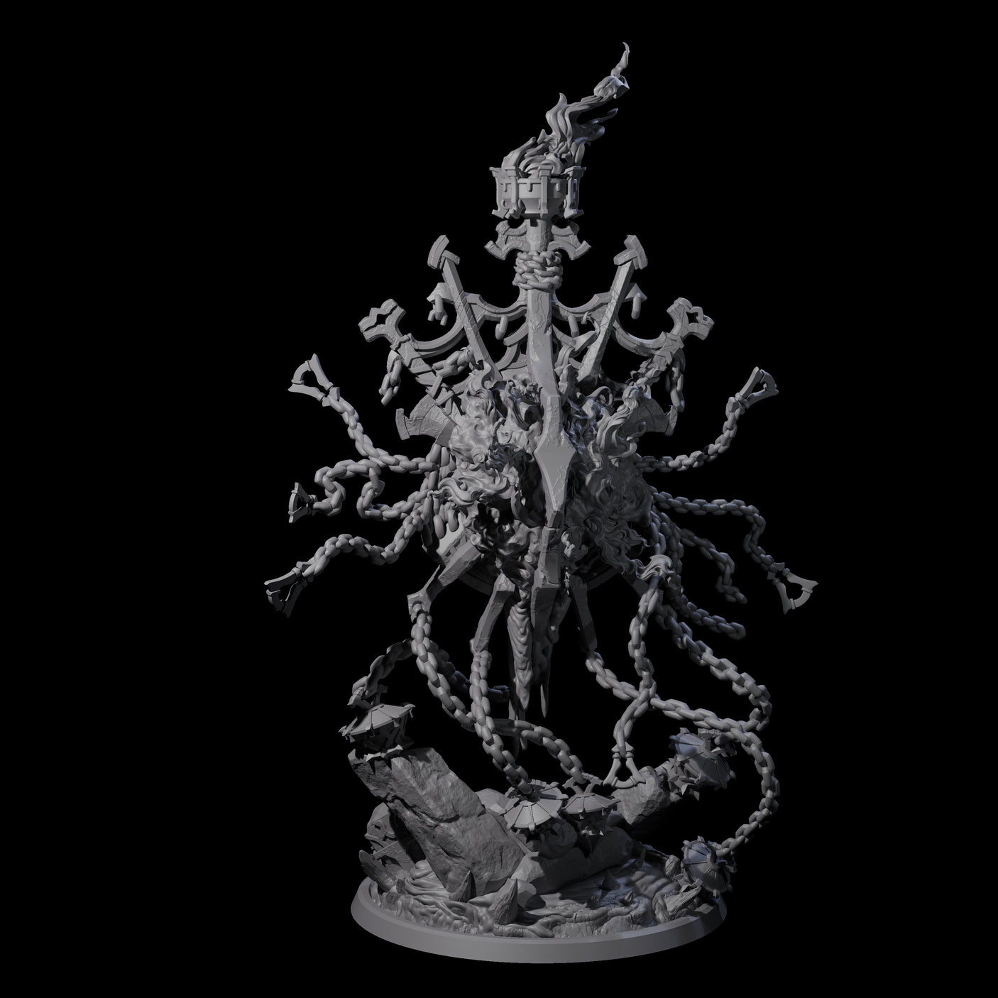 Chained Flaming Angel Miniature for Dungeons and Dragons, Pathfinder or other TTRPGs