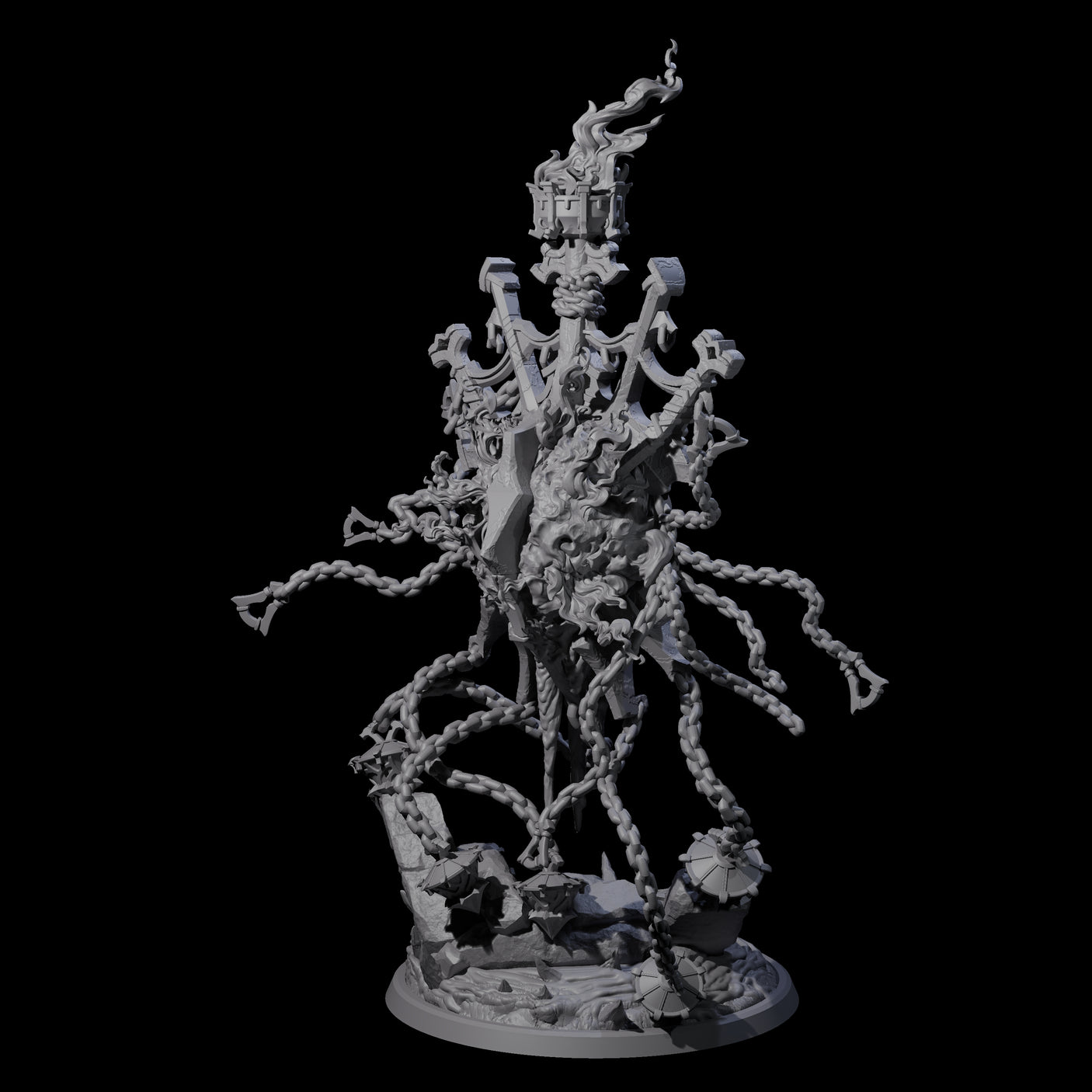 Chained Flaming Angel Miniature for Dungeons and Dragons, Pathfinder or other TTRPGs