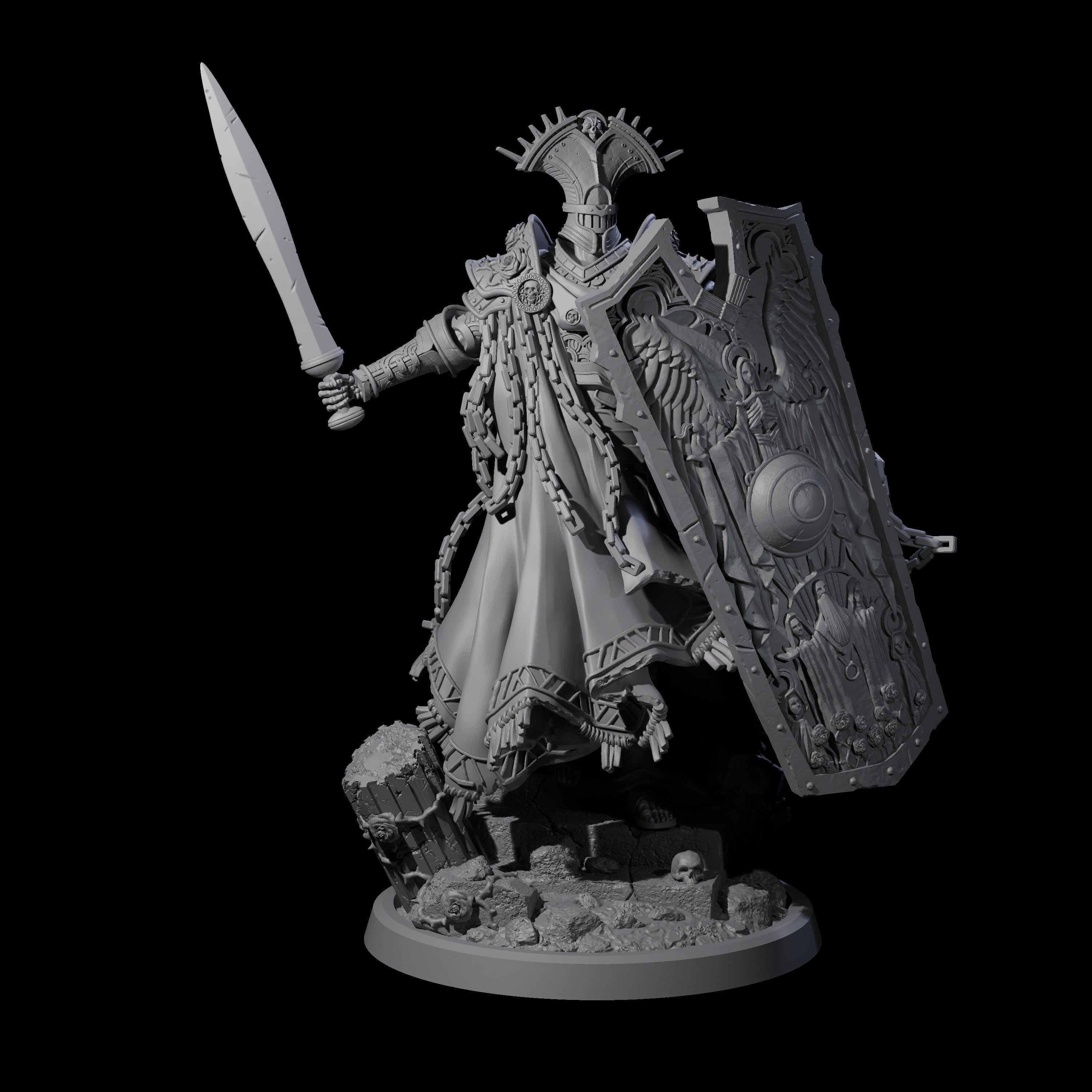 Chained Paladin of the Holy Light Miniature for Dungeons and Dragons, Pathfinder or other TTRPGs