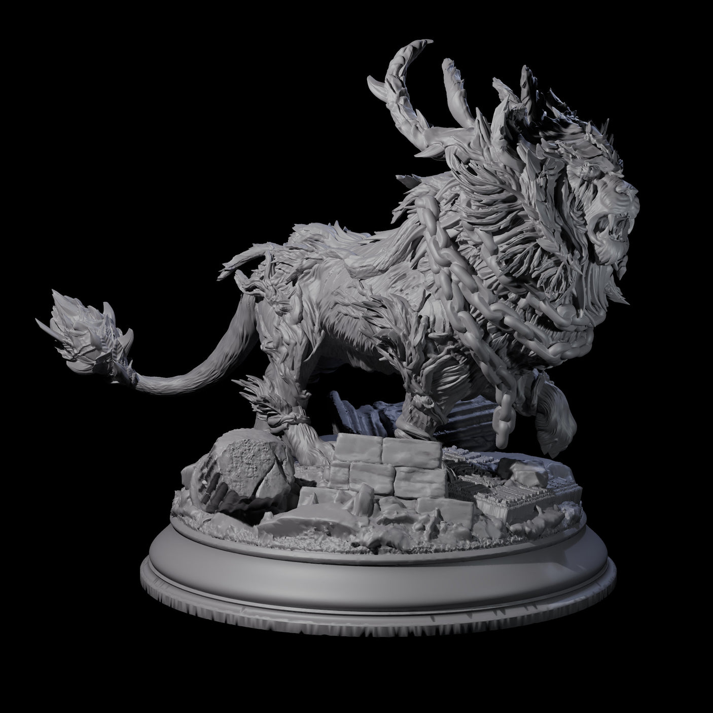 Chained Ram from the Nine Hells Miniature for Dungeons and Dragons, Pathfinder or other TTRPGs