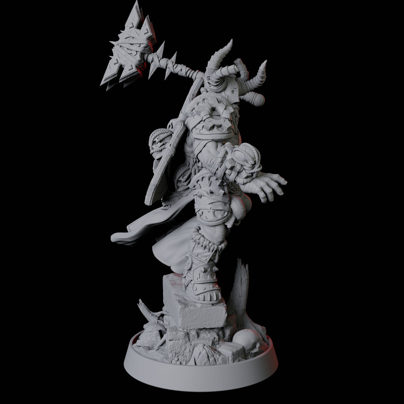 Charging Armoured Barbarian Miniature for Dungeons and Dragons, Pathfinder or other TTRPGs