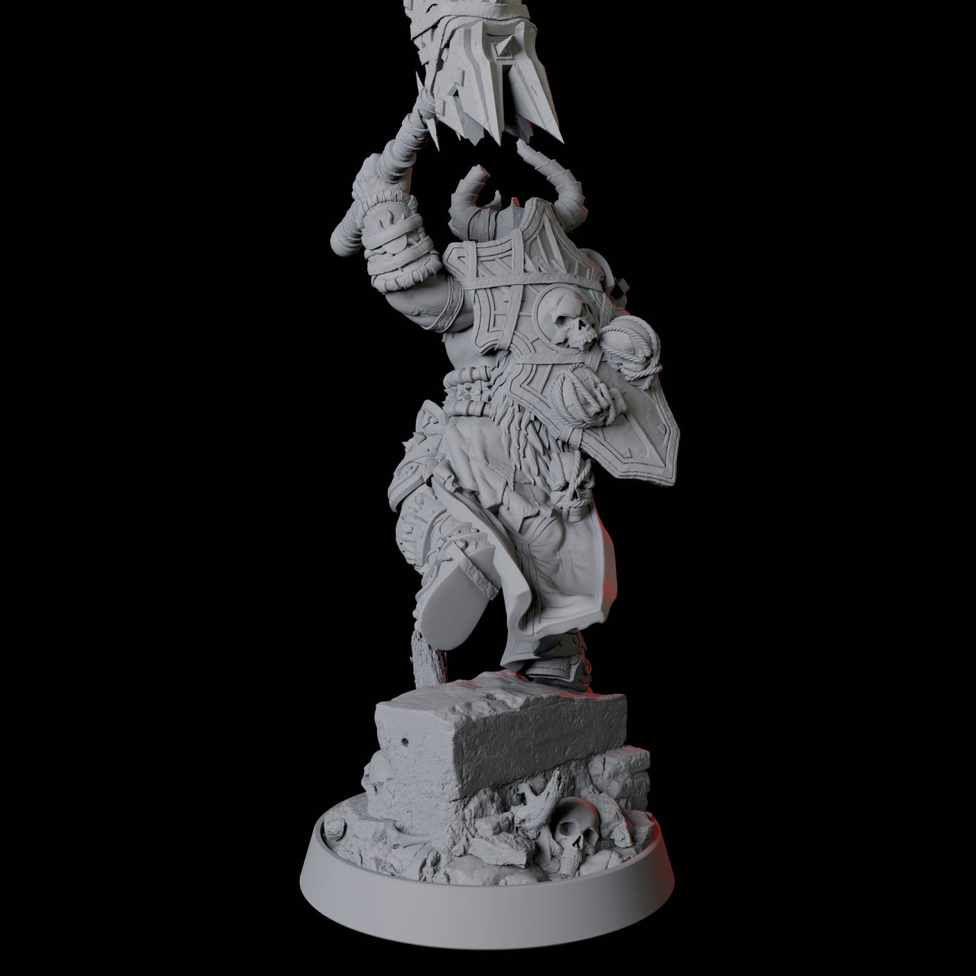 Charging Armoured Barbarian Miniature for Dungeons and Dragons, Pathfinder or other TTRPGs
