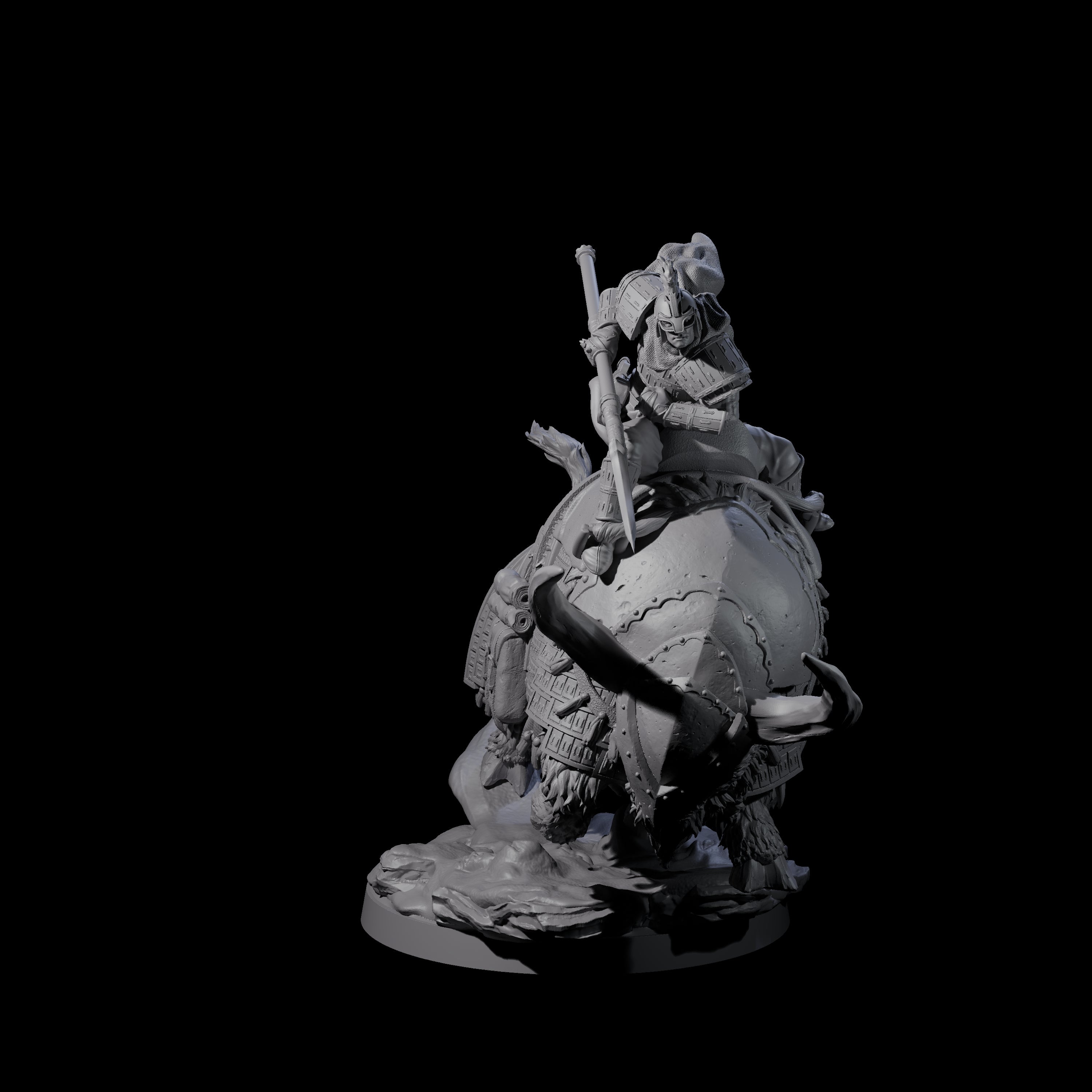 Charging Battle Yak Rider A Miniature for Dungeons and Dragons, Pathfinder or other TTRPGs
