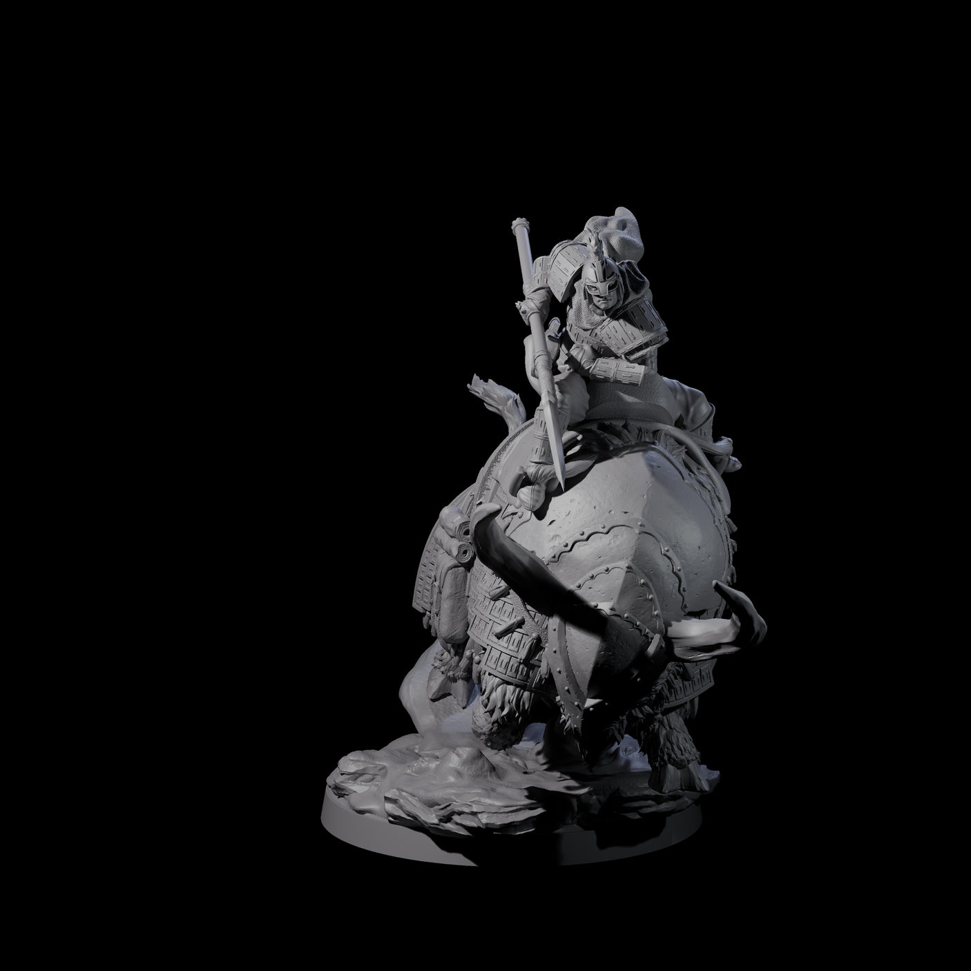 Charging Battle Yak Rider A Miniature for Dungeons and Dragons, Pathfinder or other TTRPGs