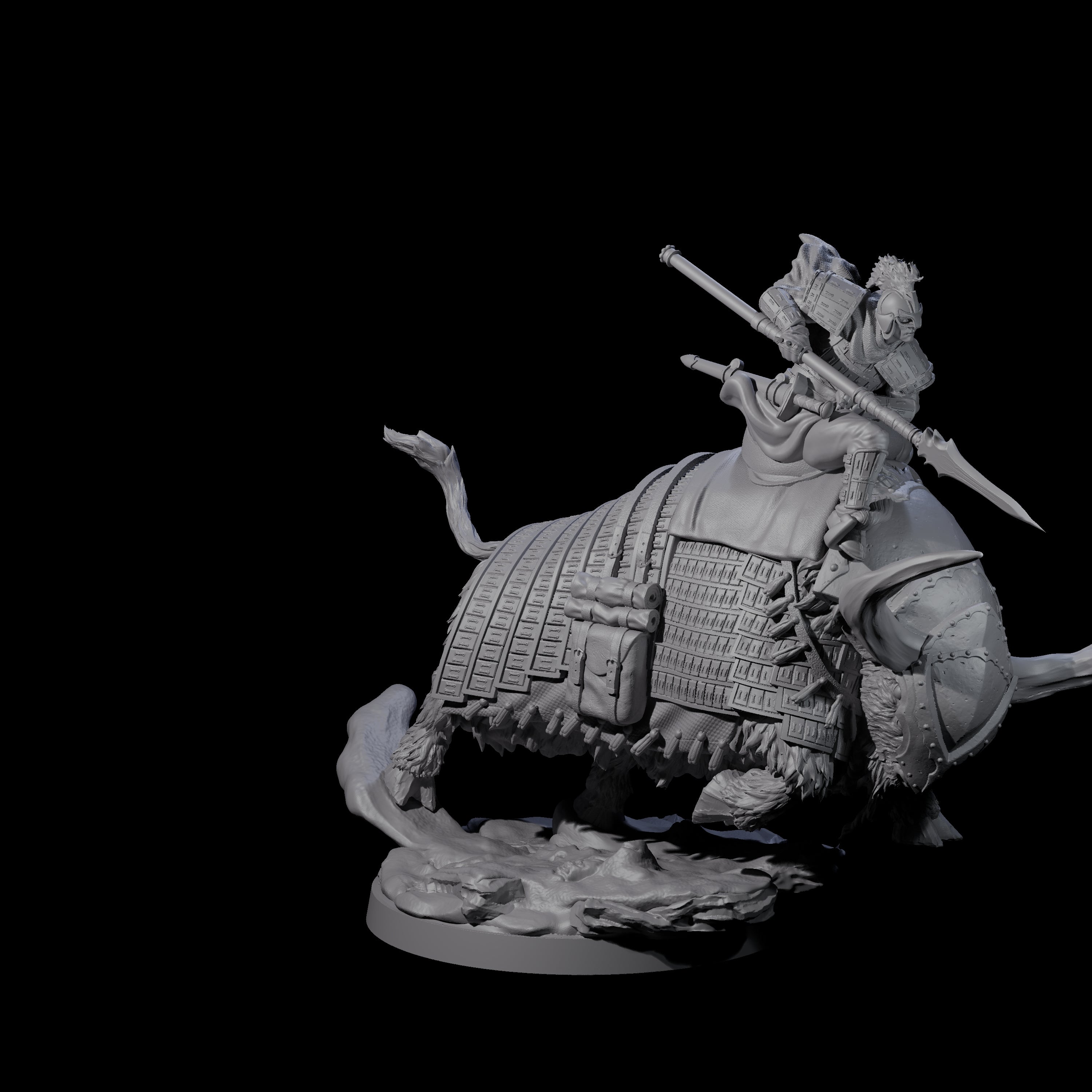 Charging Battle Yak Rider A Miniature for Dungeons and Dragons, Pathfinder or other TTRPGs