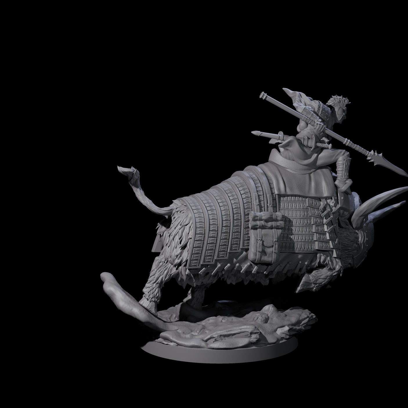 Charging Battle Yak Rider A Miniature for Dungeons and Dragons, Pathfinder or other TTRPGs