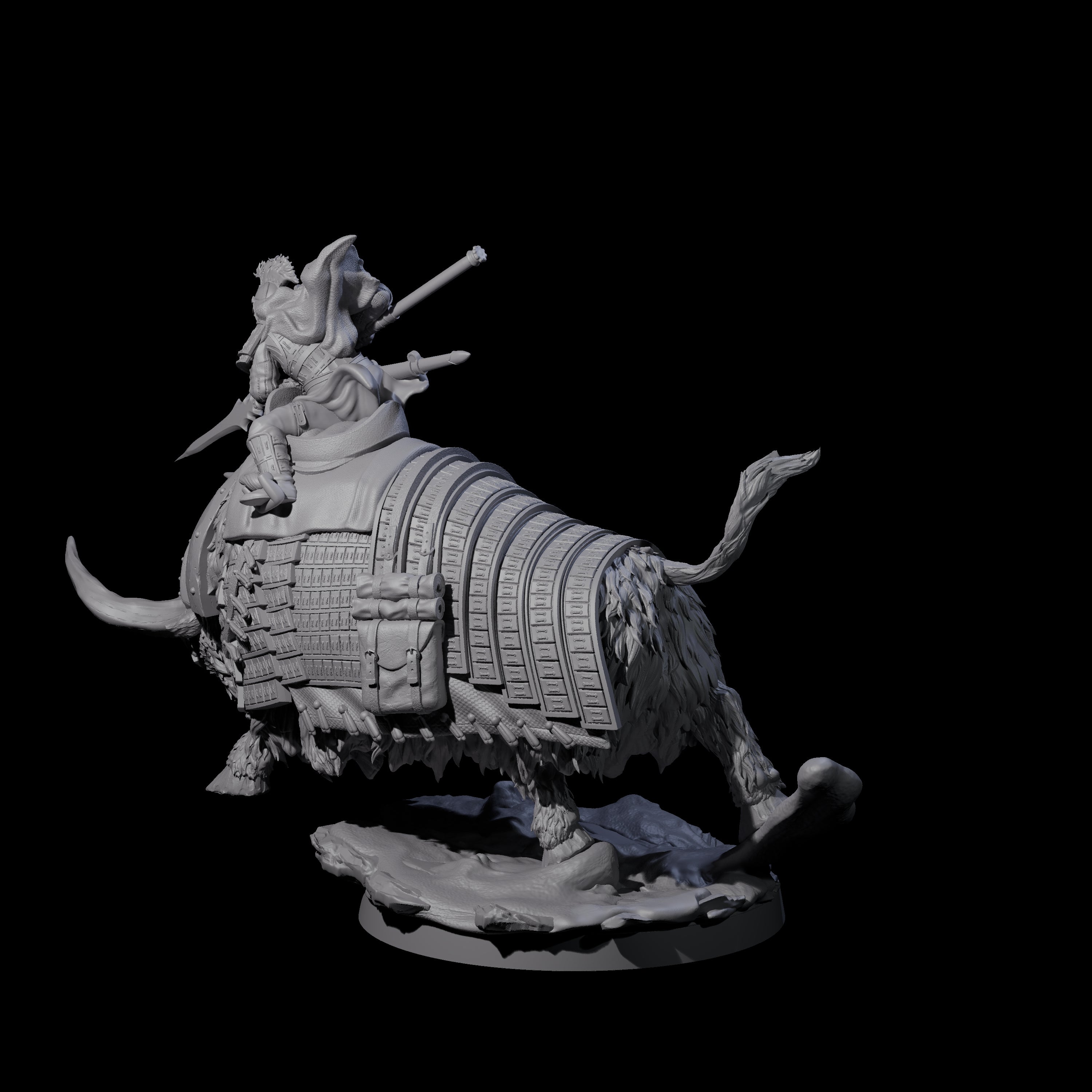 Charging Battle Yak Rider A Miniature for Dungeons and Dragons, Pathfinder or other TTRPGs