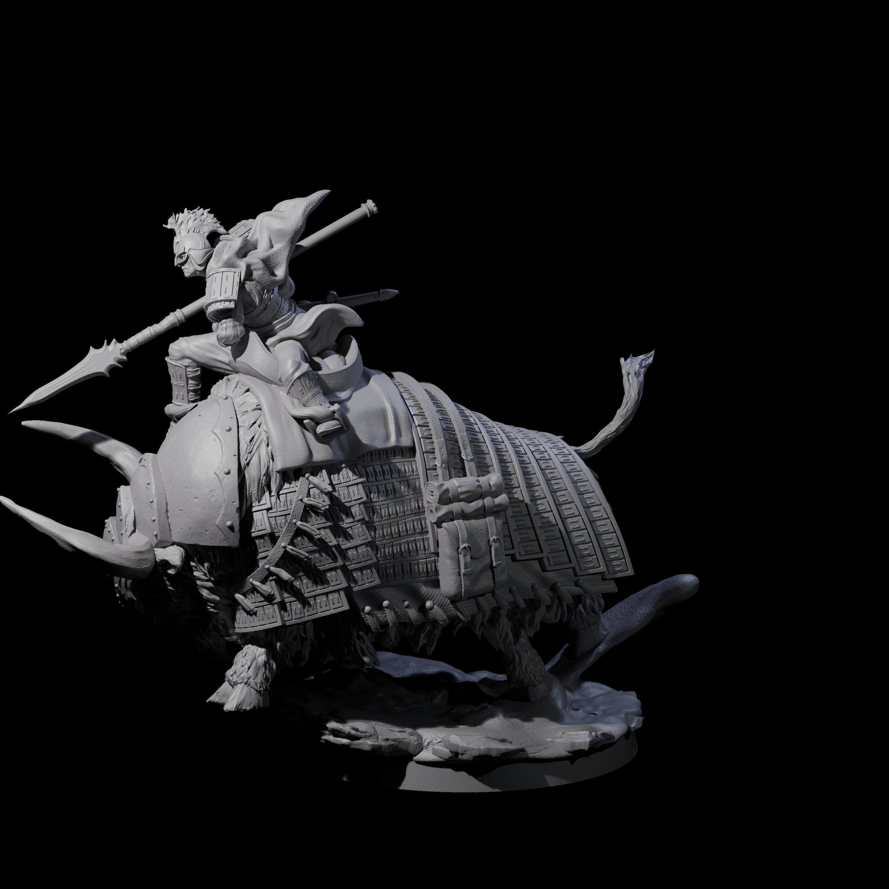 Charging Battle Yak Rider A Miniature for Dungeons and Dragons, Pathfinder or other TTRPGs
