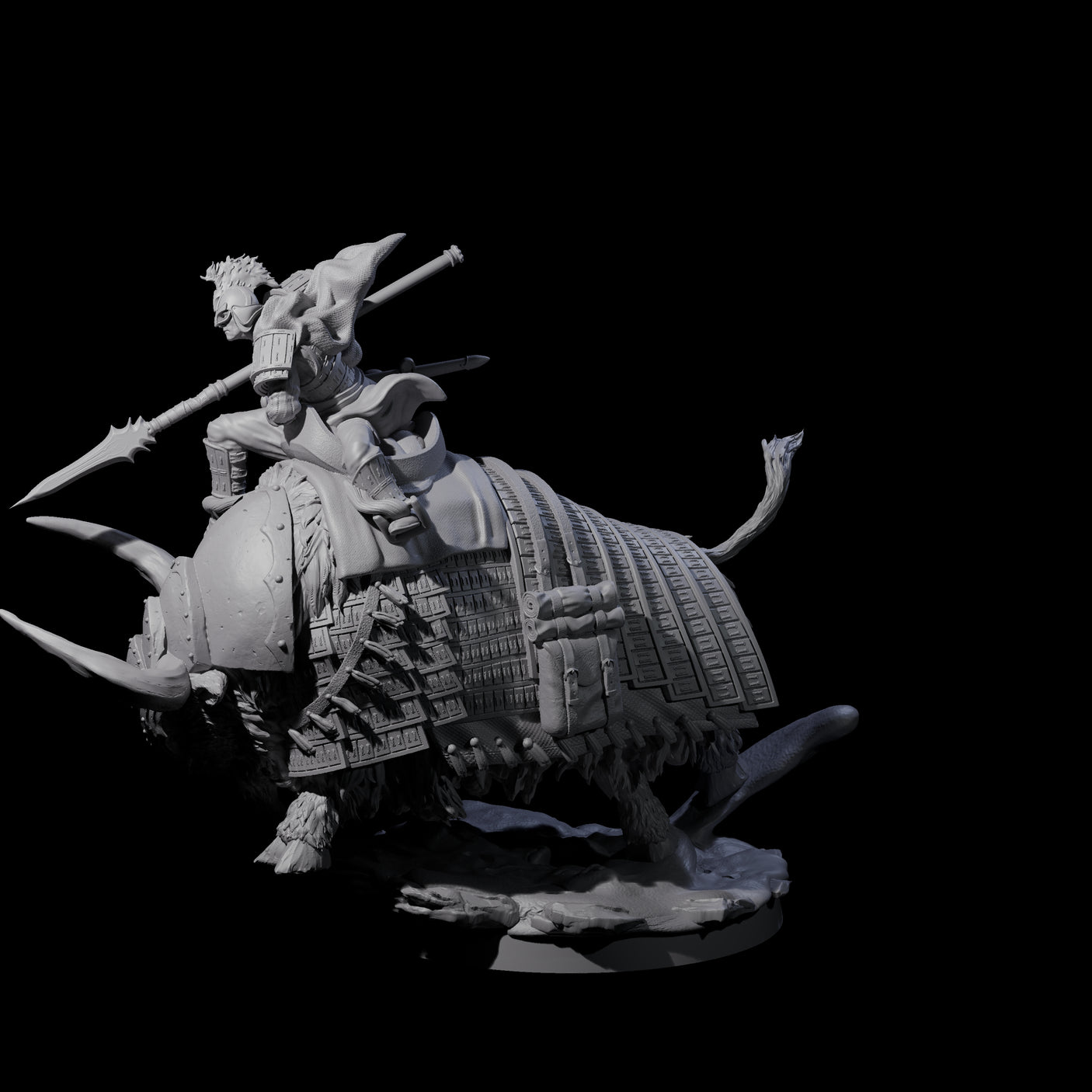 Charging Battle Yak Rider A Miniature for Dungeons and Dragons, Pathfinder or other TTRPGs