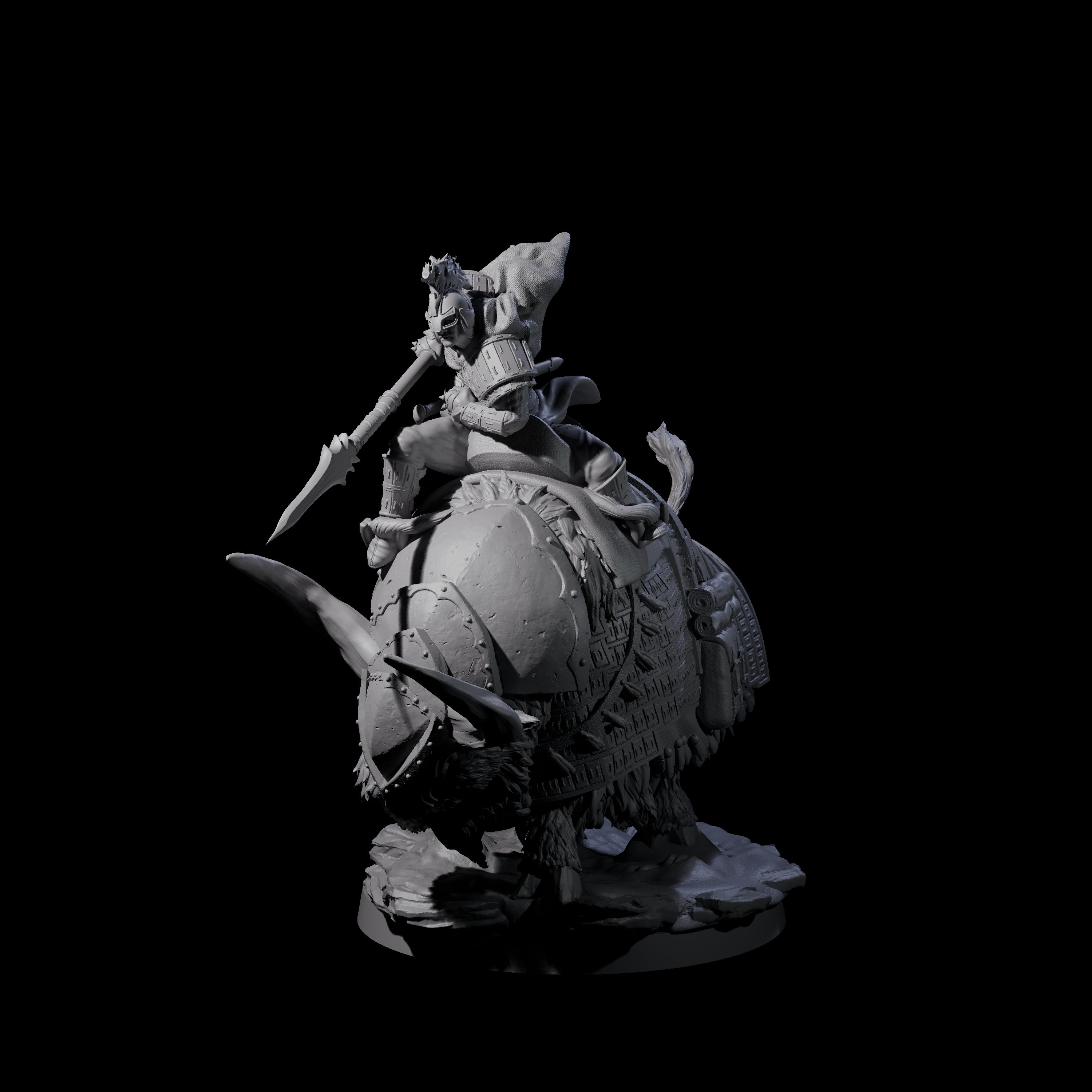 Charging Battle Yak Rider A Miniature for Dungeons and Dragons, Pathfinder or other TTRPGs