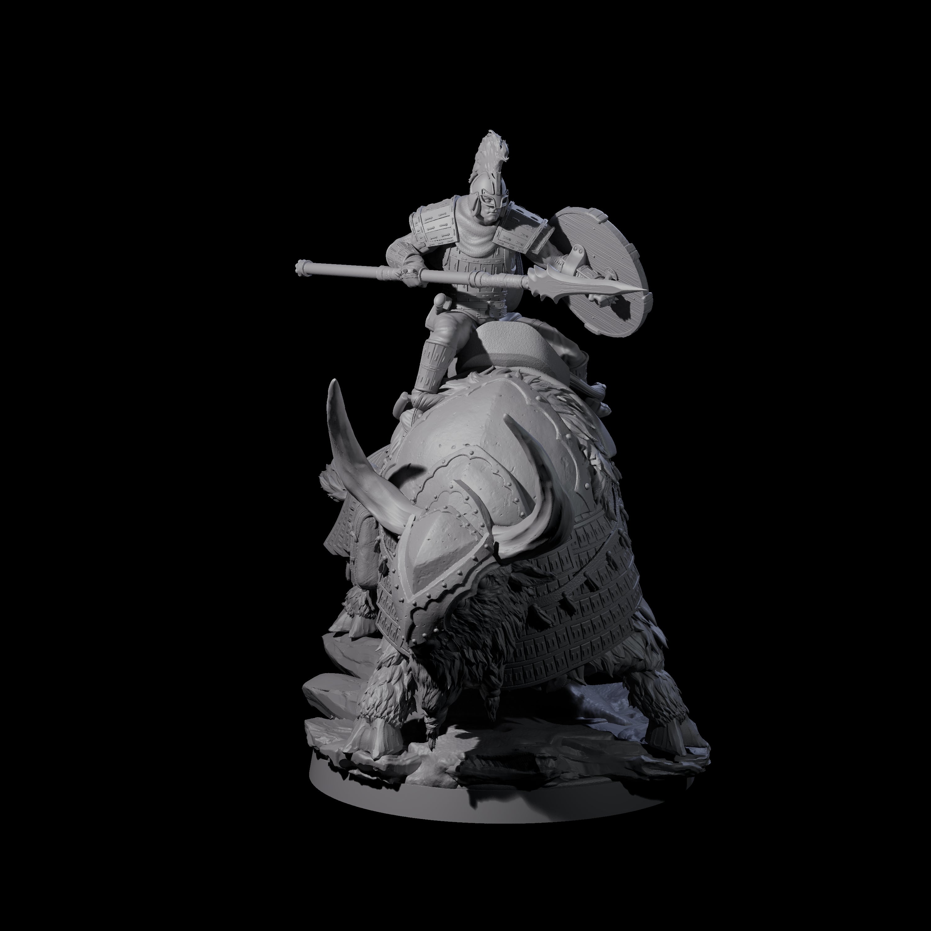 Charging Battle Yak Rider B Miniature for Dungeons and Dragons, Pathfinder or other TTRPGs