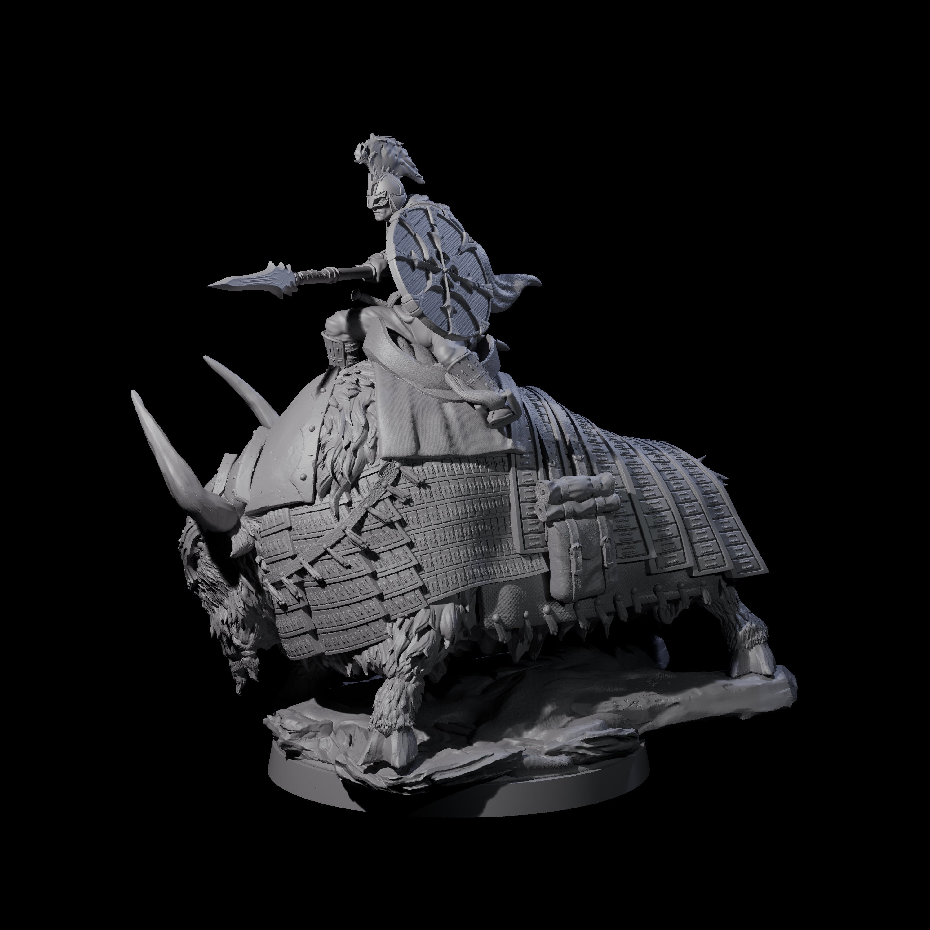 Charging Battle Yak Rider B Miniature for Dungeons and Dragons, Pathfinder or other TTRPGs