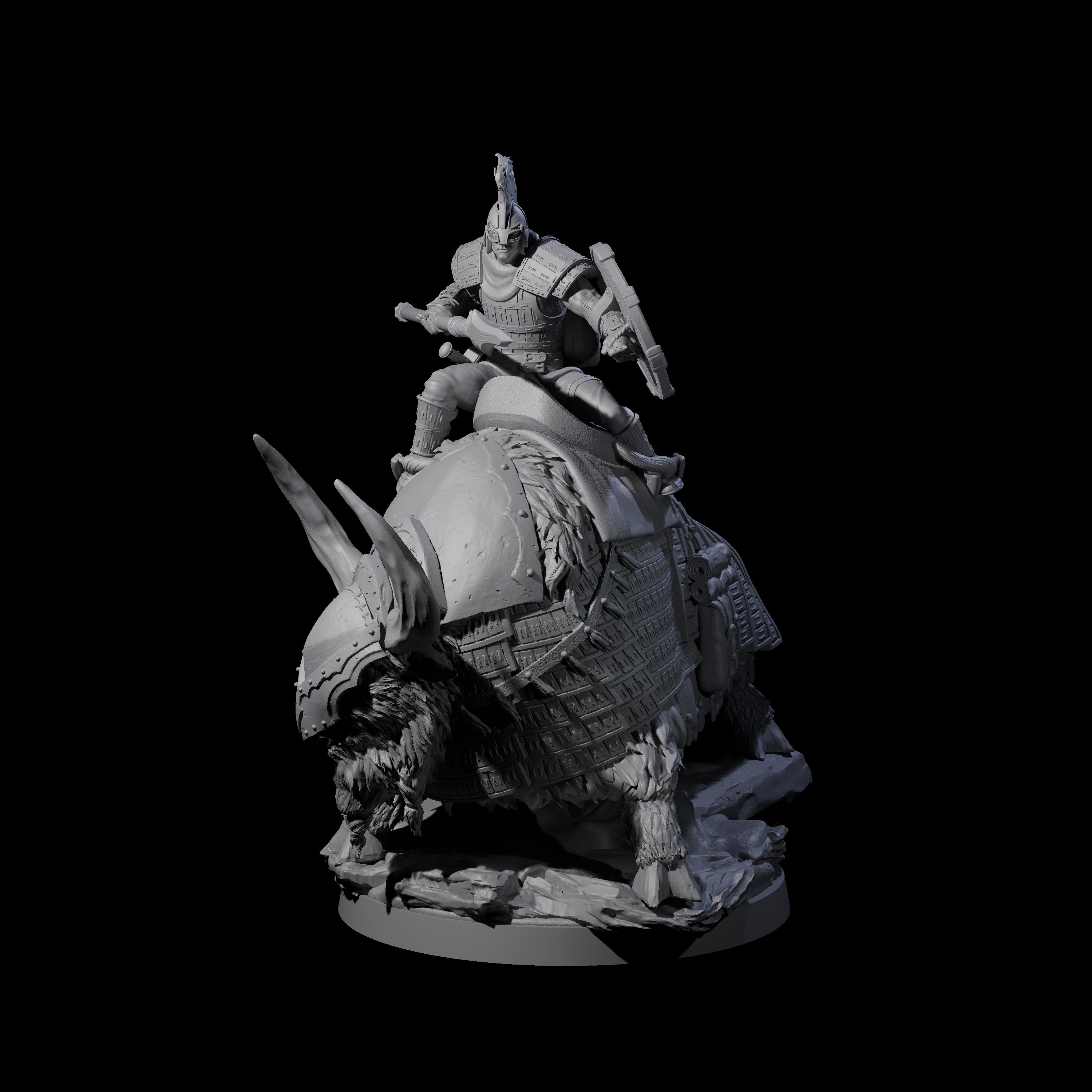 Charging Battle Yak Rider B Miniature for Dungeons and Dragons, Pathfinder or other TTRPGs