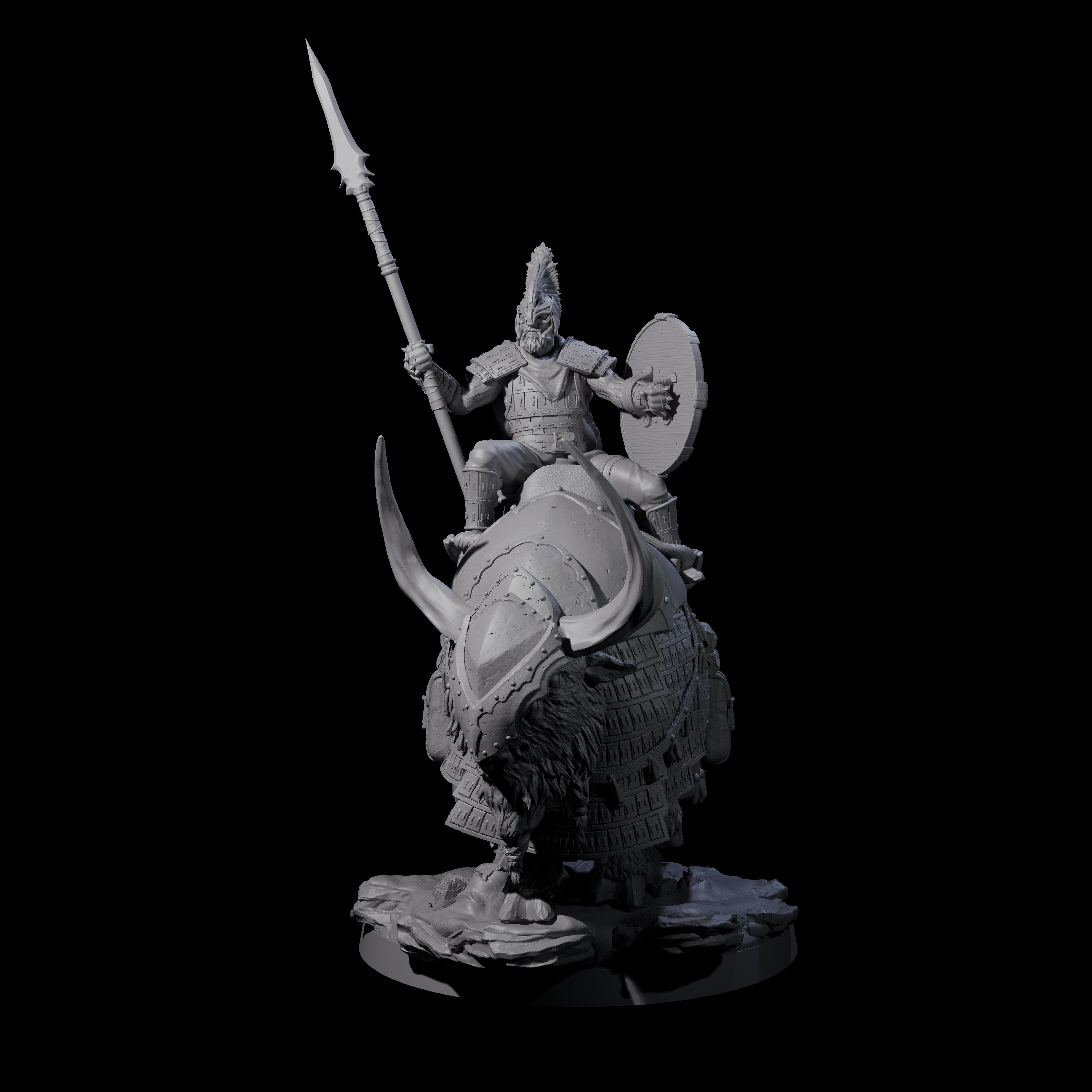 Charging Battle Yak Rider C Miniature for Dungeons and Dragons, Pathfinder or other TTRPGs