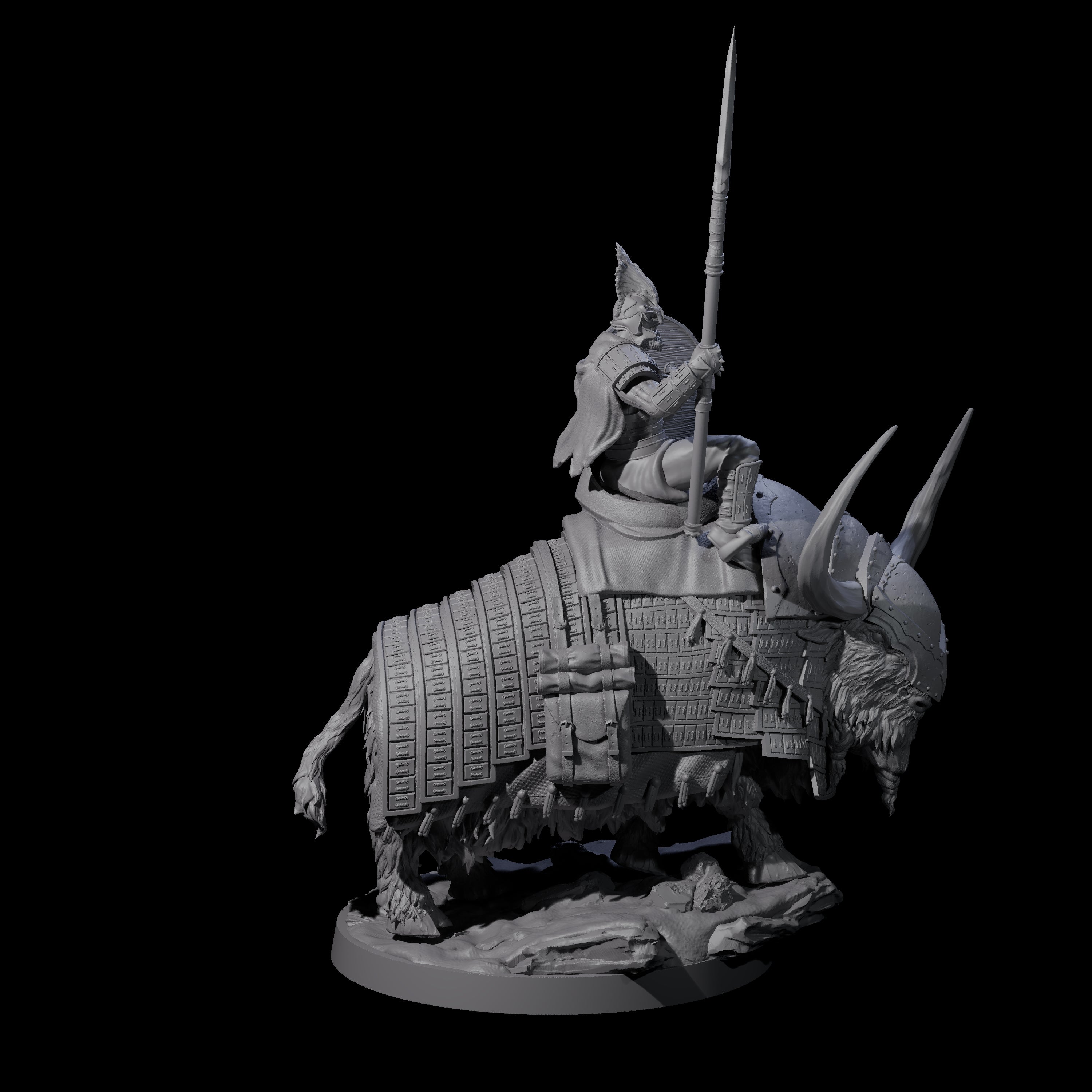 Charging Battle Yak Rider C Miniature for Dungeons and Dragons, Pathfinder or other TTRPGs