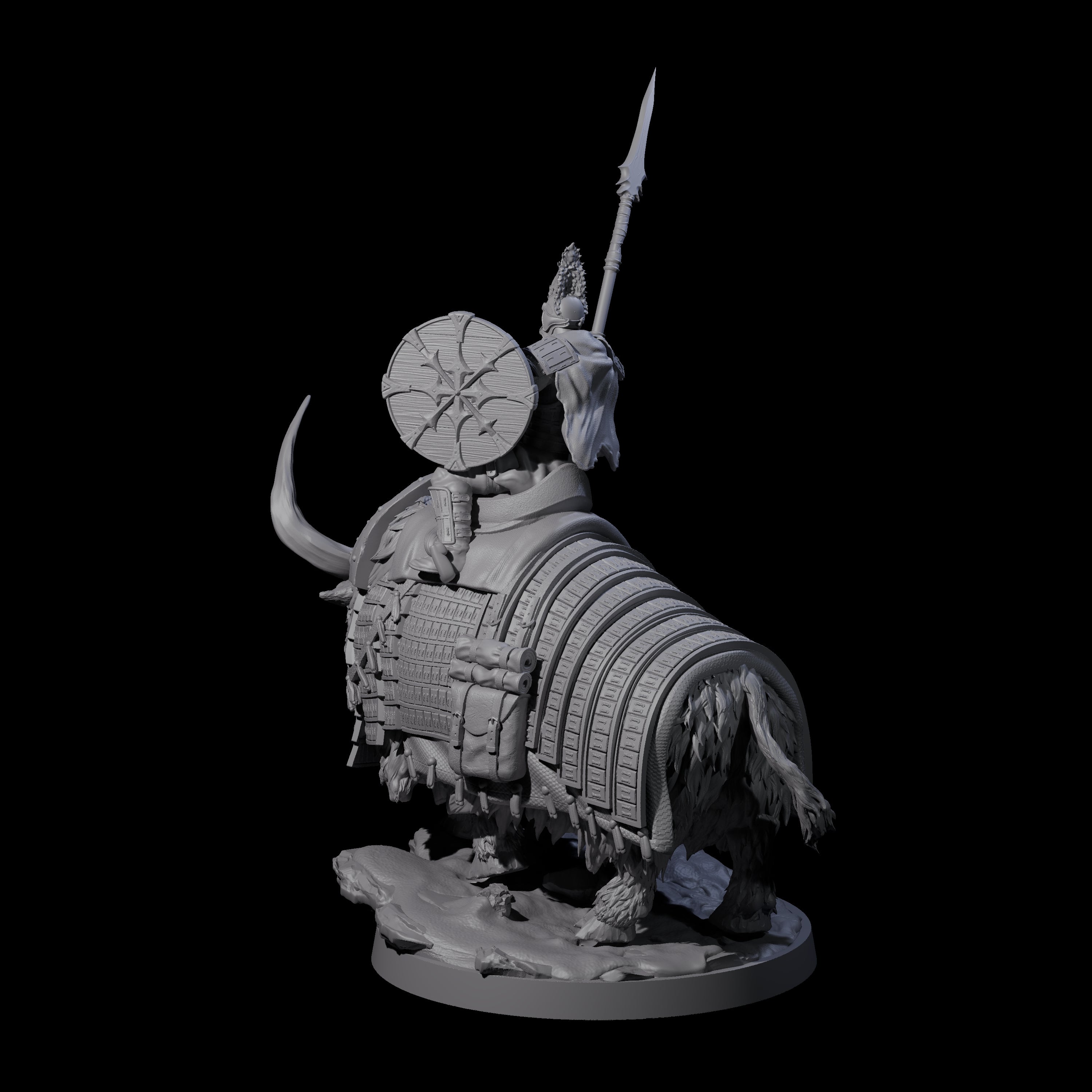 Charging Battle Yak Rider C Miniature for Dungeons and Dragons, Pathfinder or other TTRPGs