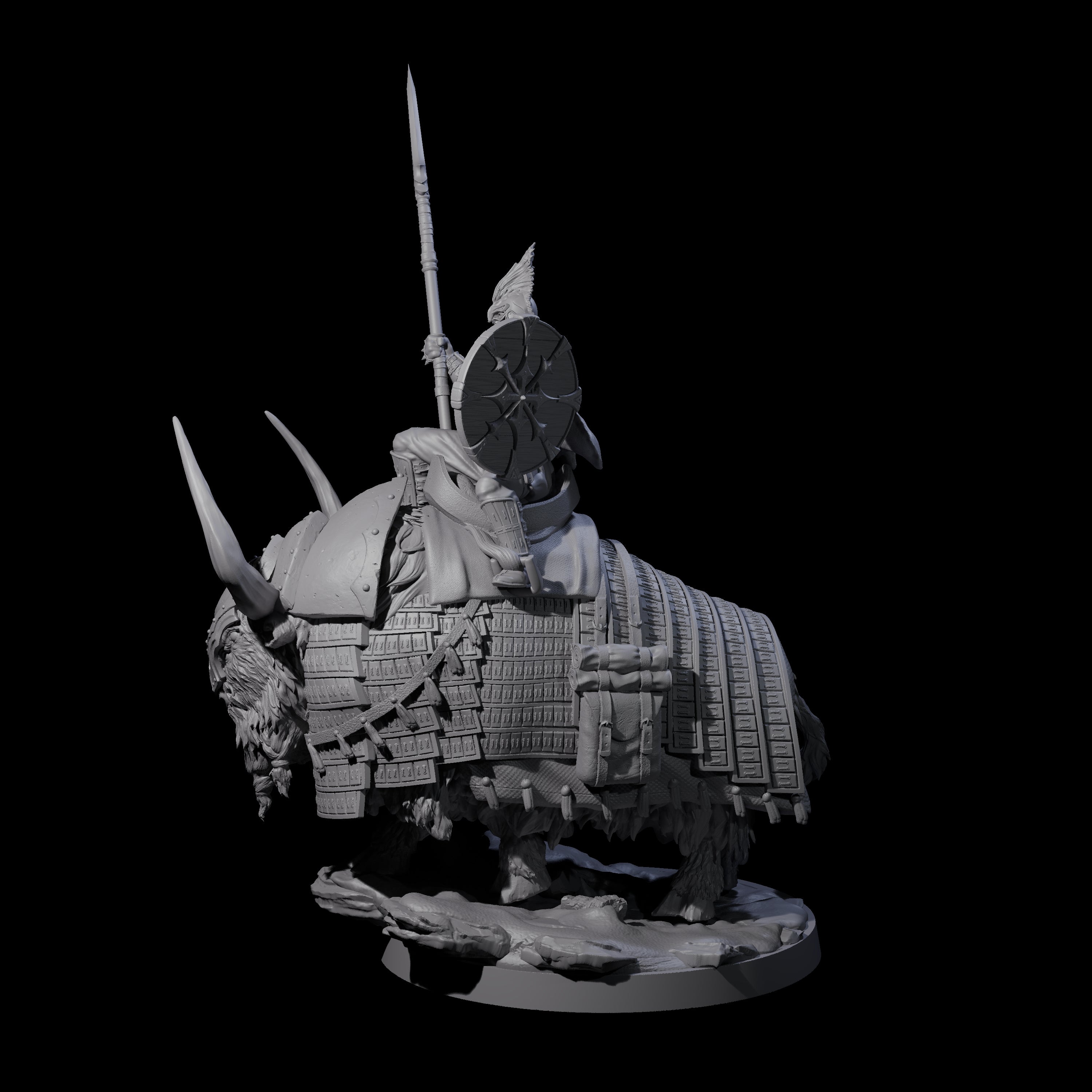 Charging Battle Yak Rider C Miniature for Dungeons and Dragons, Pathfinder or other TTRPGs