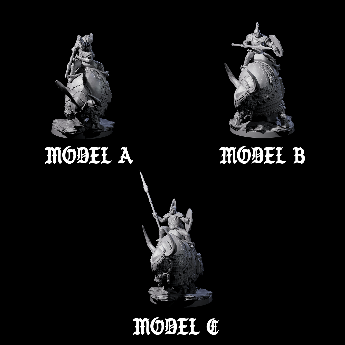 Charging Battle Yak Riders Miniature for Dungeons and Dragons, Pathfinder or other TTRPGs