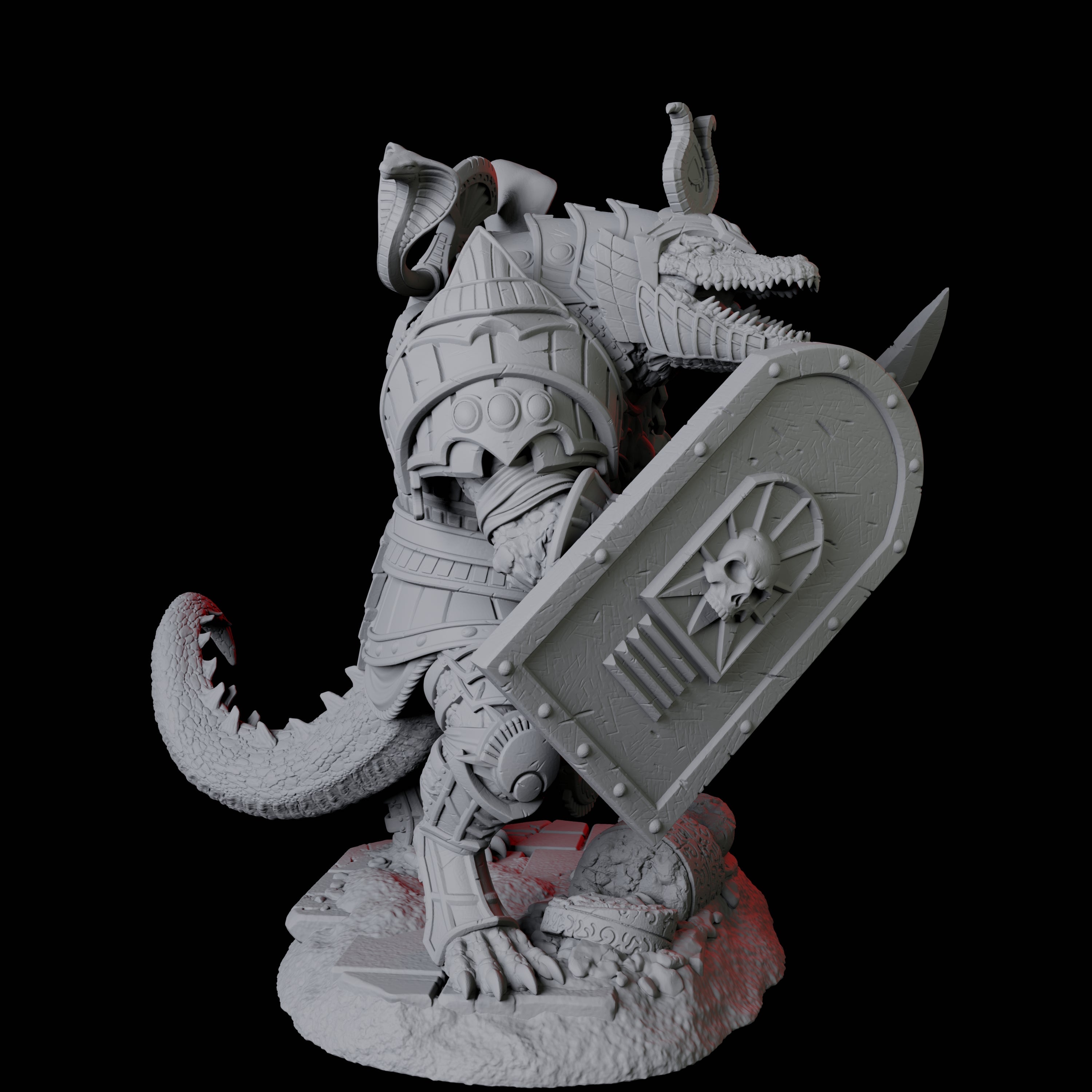 Charging Crocodile Lizardfolk Soldier B Miniature for Dungeons and Dragons, Pathfinder or other TTRPGs