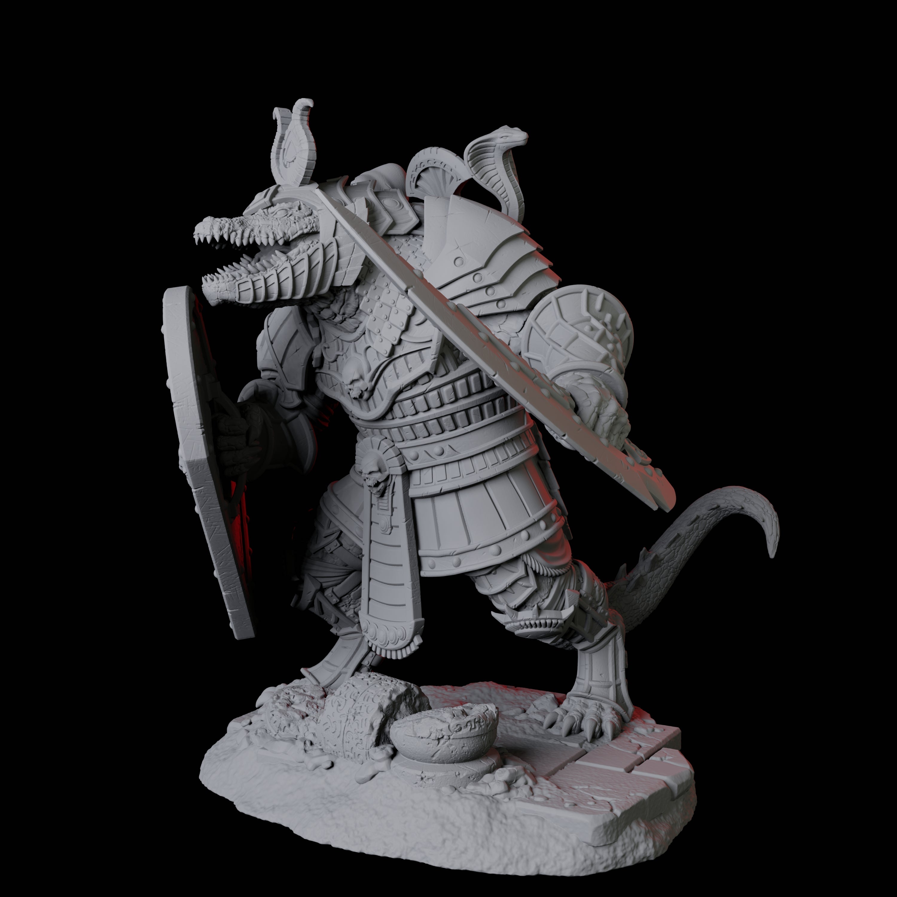 Charging Crocodile Lizardfolk Soldier B Miniature for Dungeons and Dragons, Pathfinder or other TTRPGs