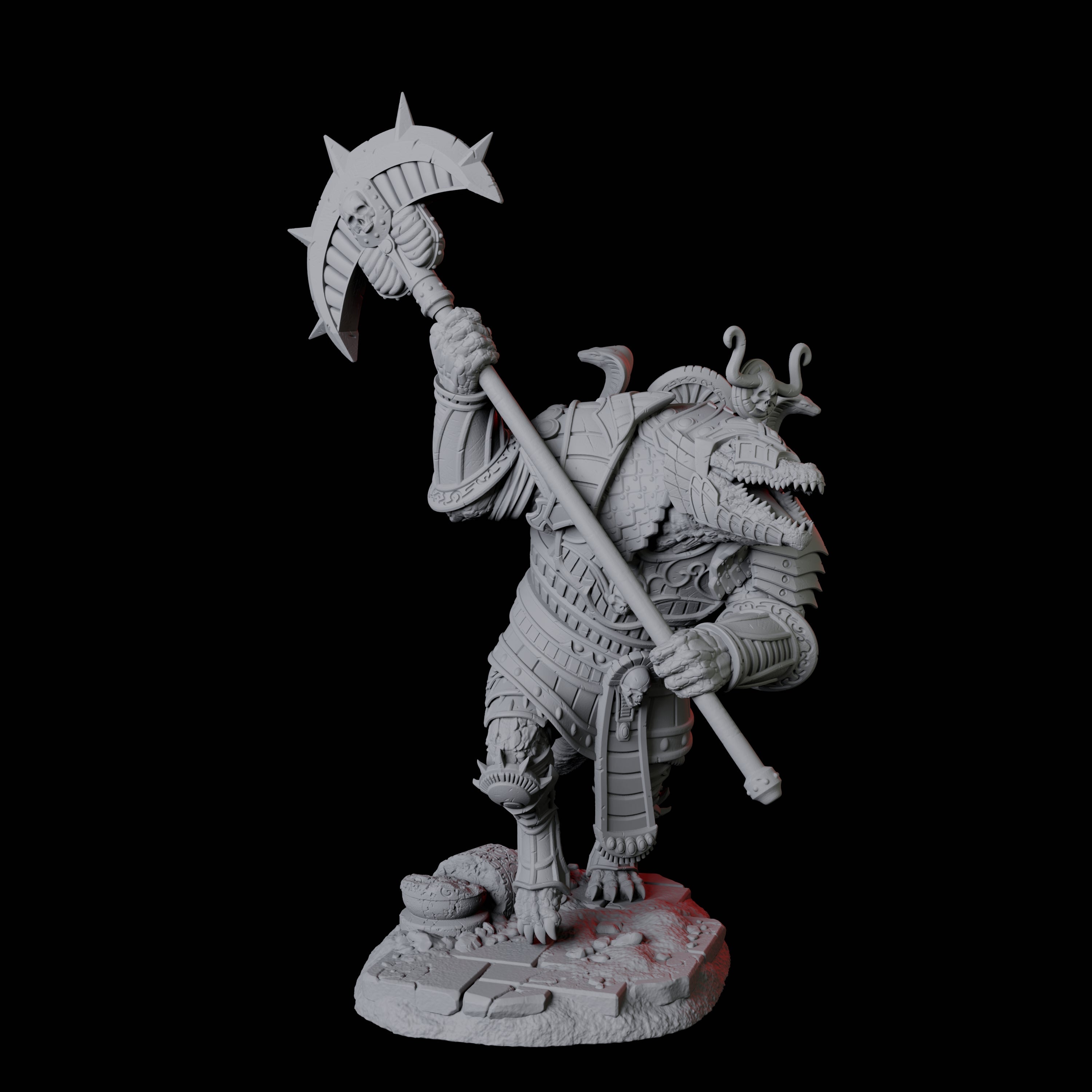 Charging Crocodile Lizardfolk Soldier C Miniature for Dungeons and Dragons, Pathfinder or other TTRPGs