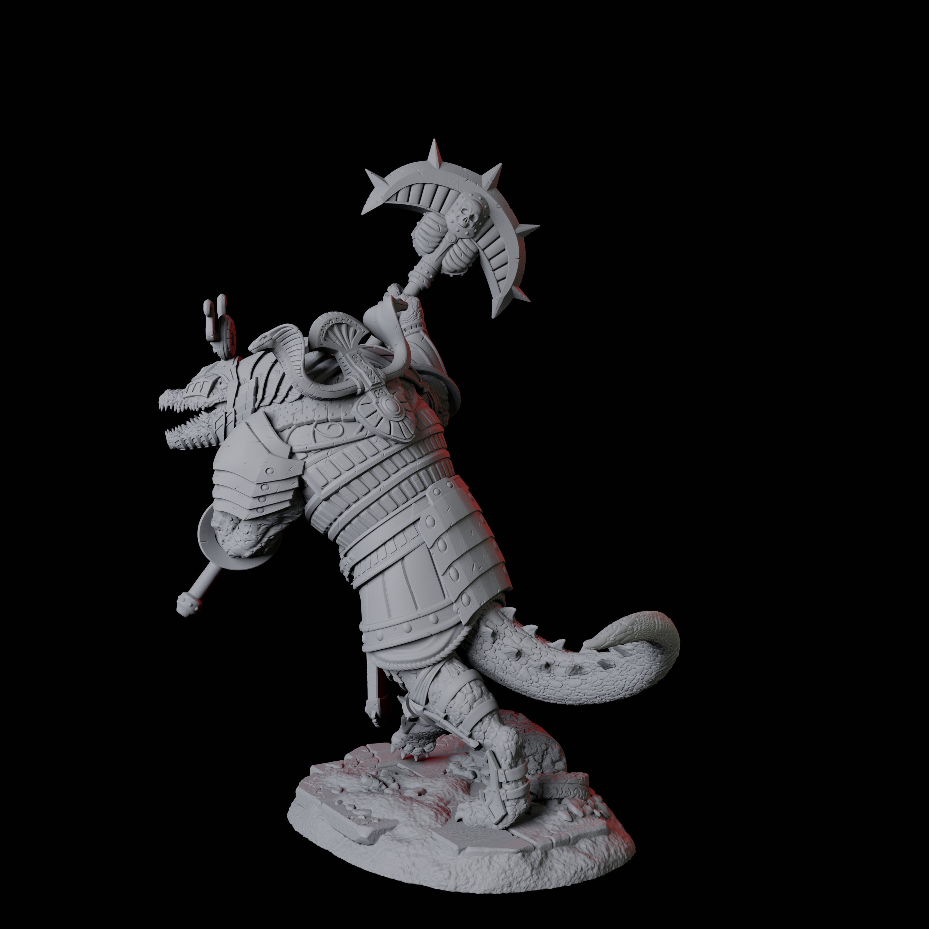 Charging Crocodile Lizardfolk Soldier C Miniature for Dungeons and Dragons, Pathfinder or other TTRPGs