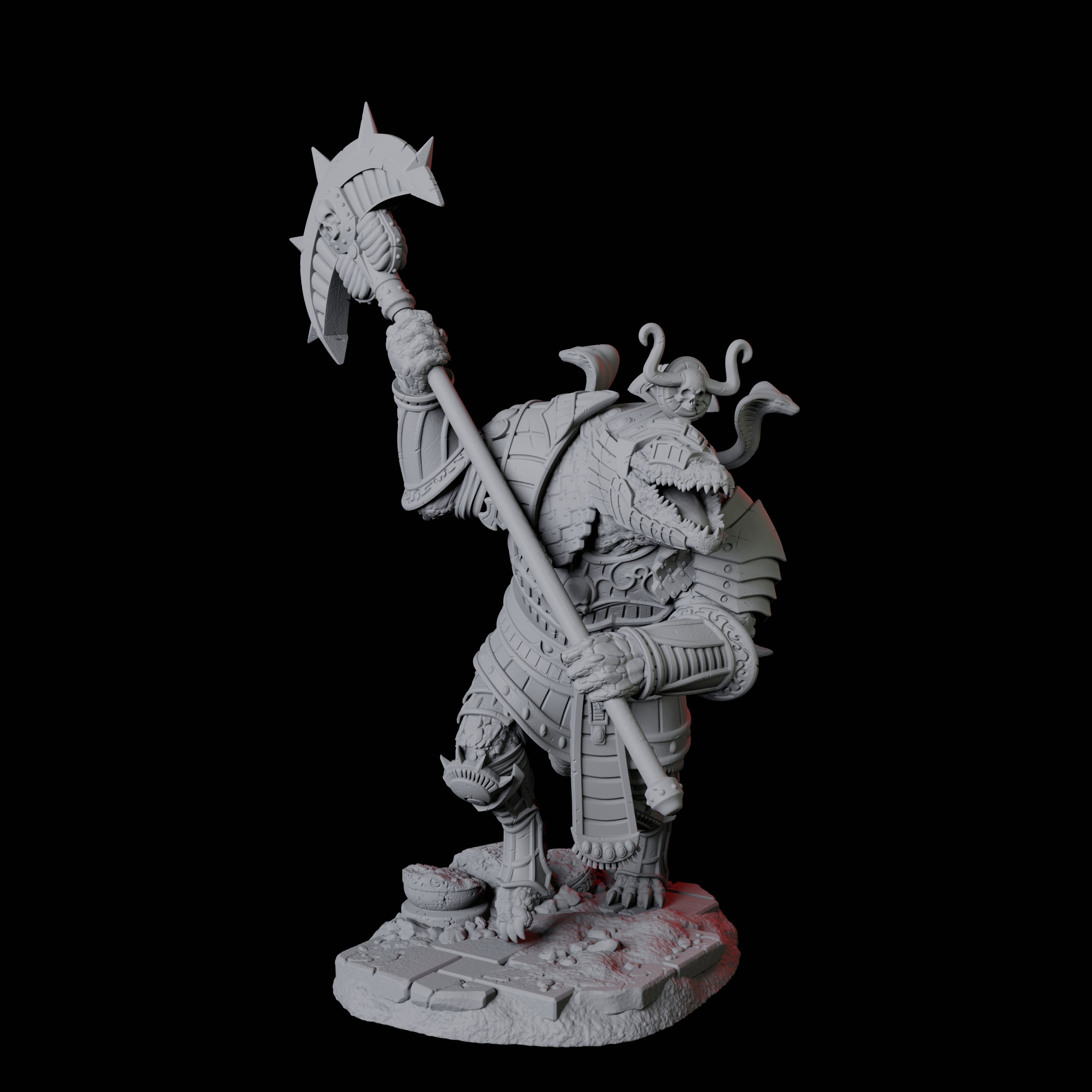 Charging Crocodile Lizardfolk Soldier C Miniature for Dungeons and Dragons, Pathfinder or other TTRPGs