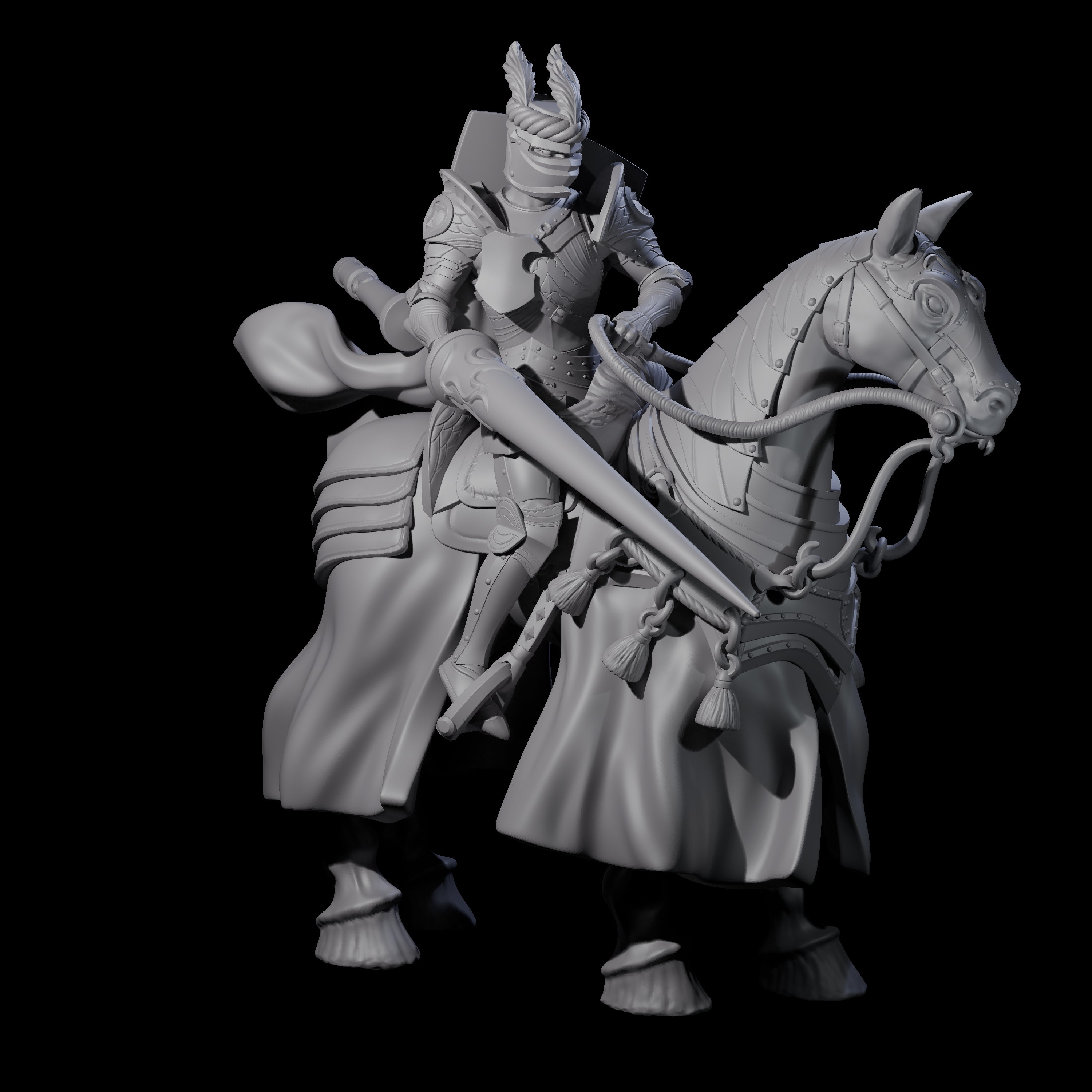 Charging Joust Knight Miniature for Dungeons and Dragons, Pathfinder or other TTRPGs