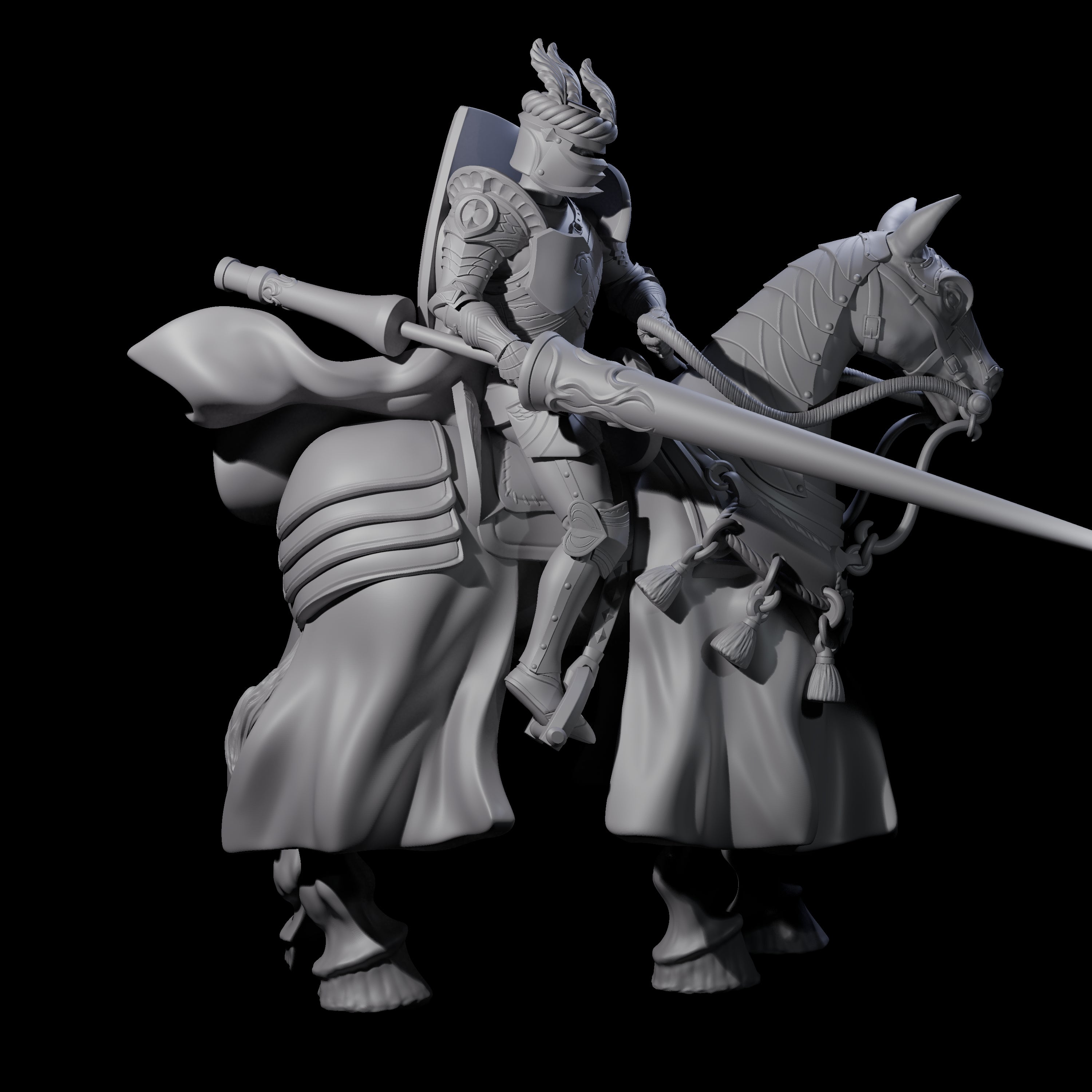 Charging Joust Knight Miniature for Dungeons and Dragons, Pathfinder or other TTRPGs