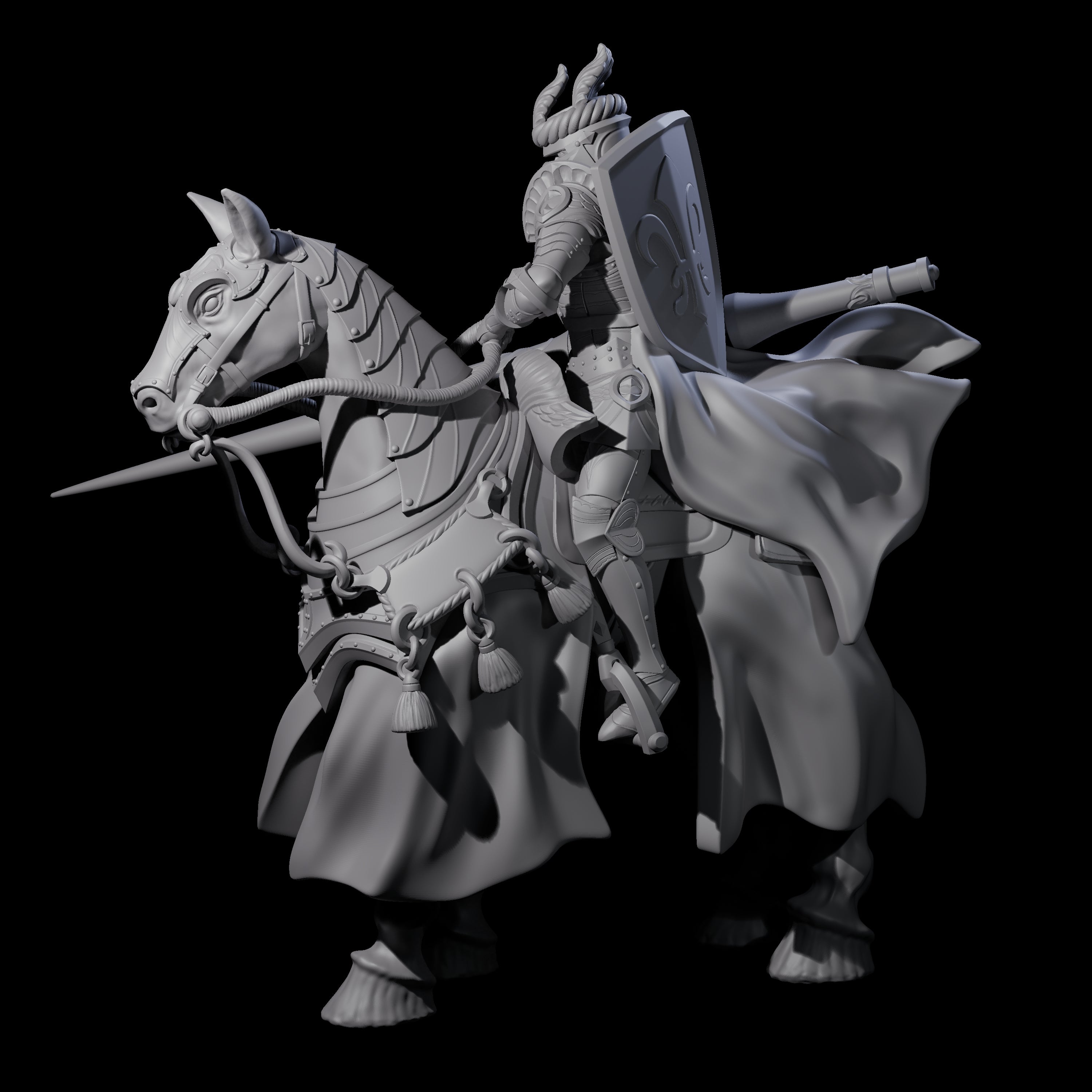 Charging Joust Knight Miniature for Dungeons and Dragons, Pathfinder or other TTRPGs