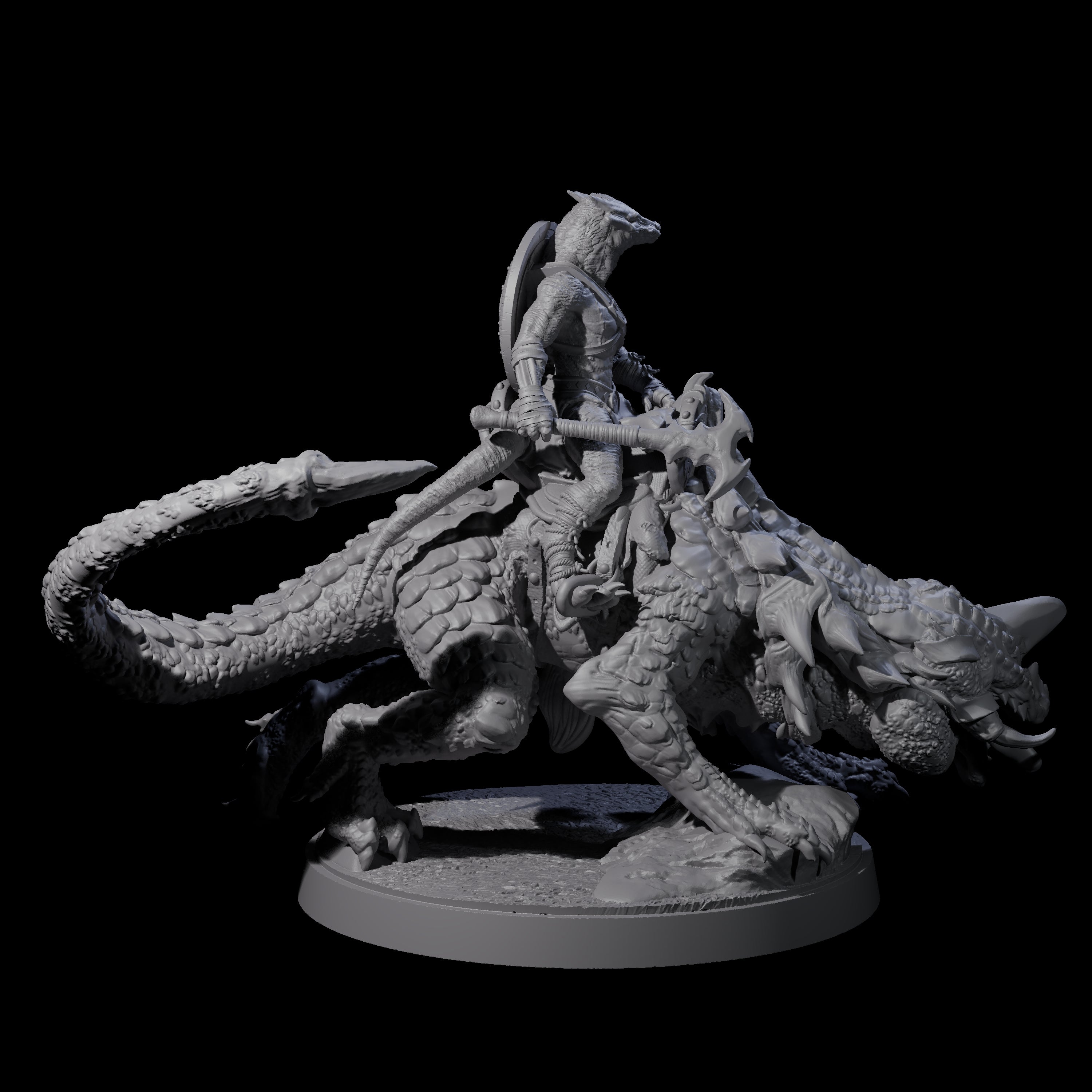 Charging Kobold on Drake A Miniature for Dungeons and Dragons, Pathfinder or other TTRPGs