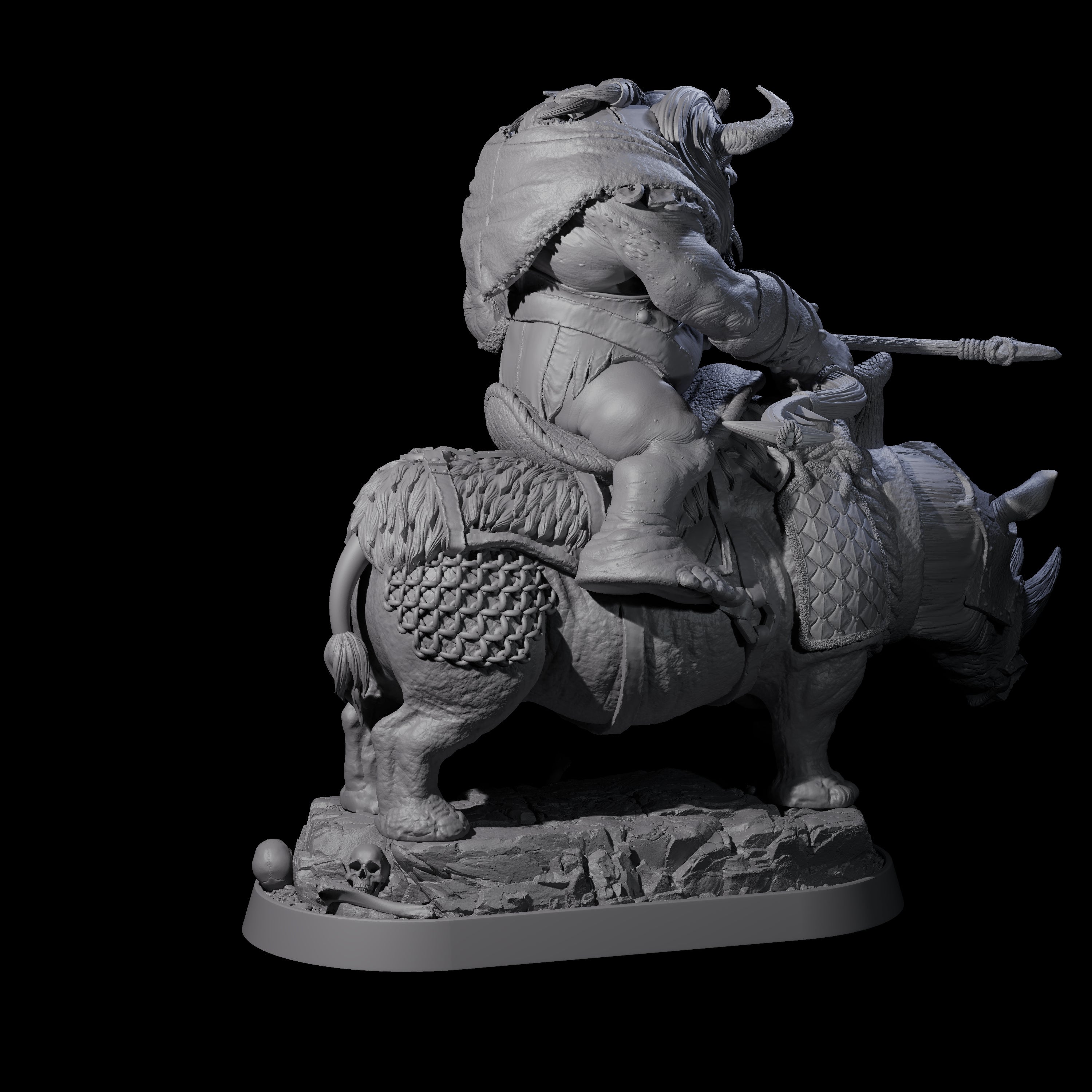 Charging Ogre Rhino Rider A Miniature for Dungeons and Dragons, Pathfinder or other TTRPGs