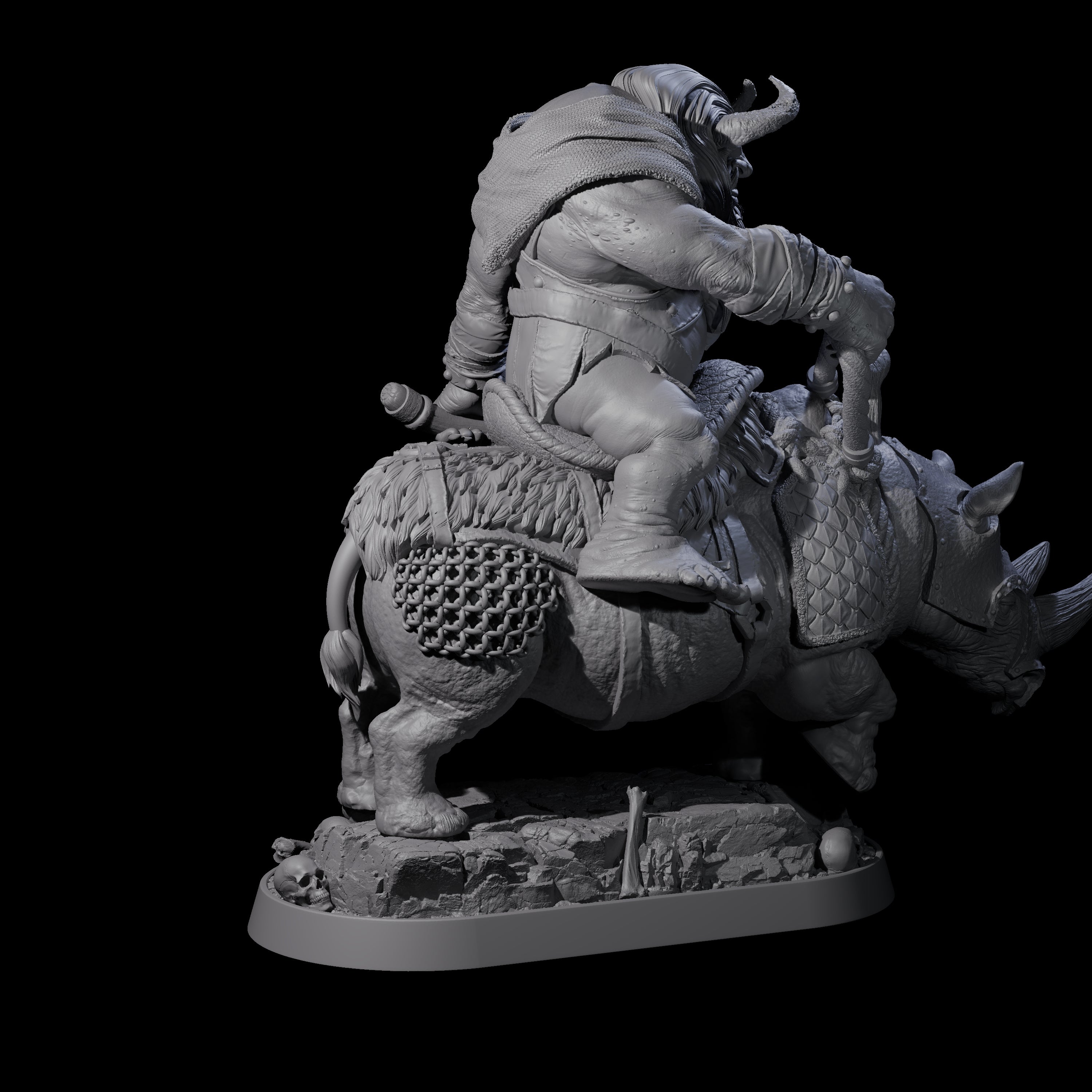 Charging Ogre Rhino Rider B Miniature for Dungeons and Dragons, Pathfinder or other TTRPGs