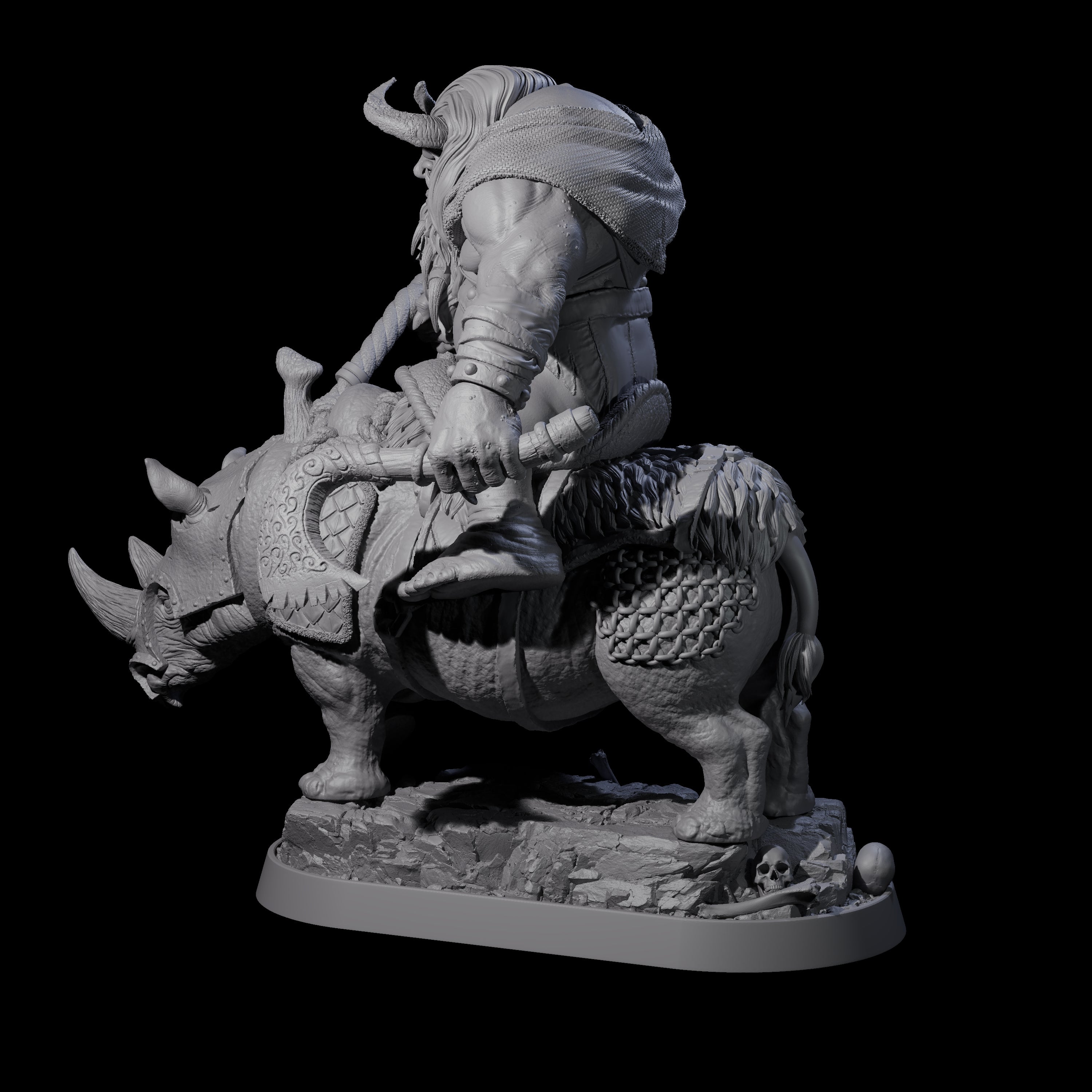 Charging Ogre Rhino Rider B Miniature for Dungeons and Dragons, Pathfinder or other TTRPGs