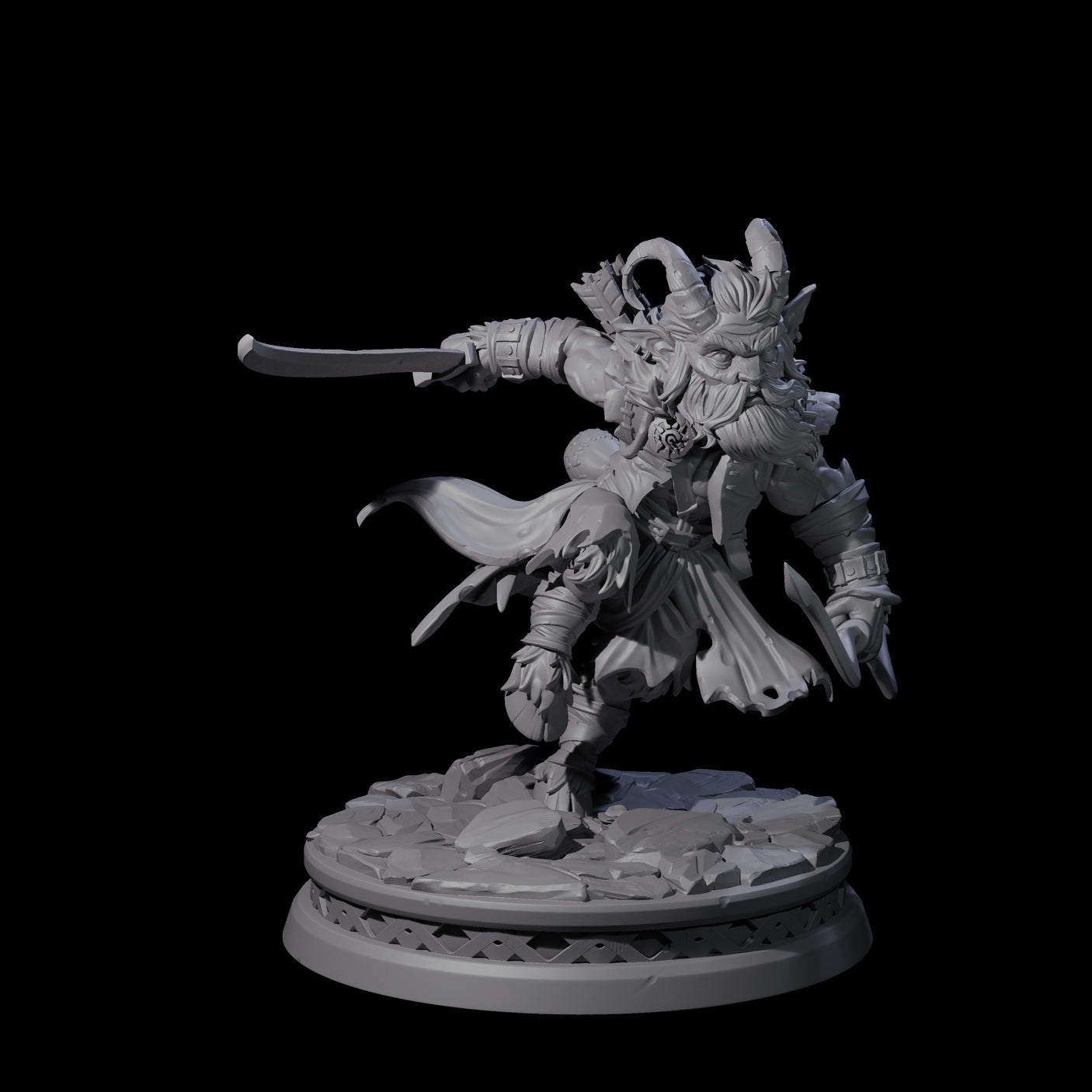 Charging Tiefling Elder Miniature for Dungeons and Dragons, Pathfinder or other TTRPGs