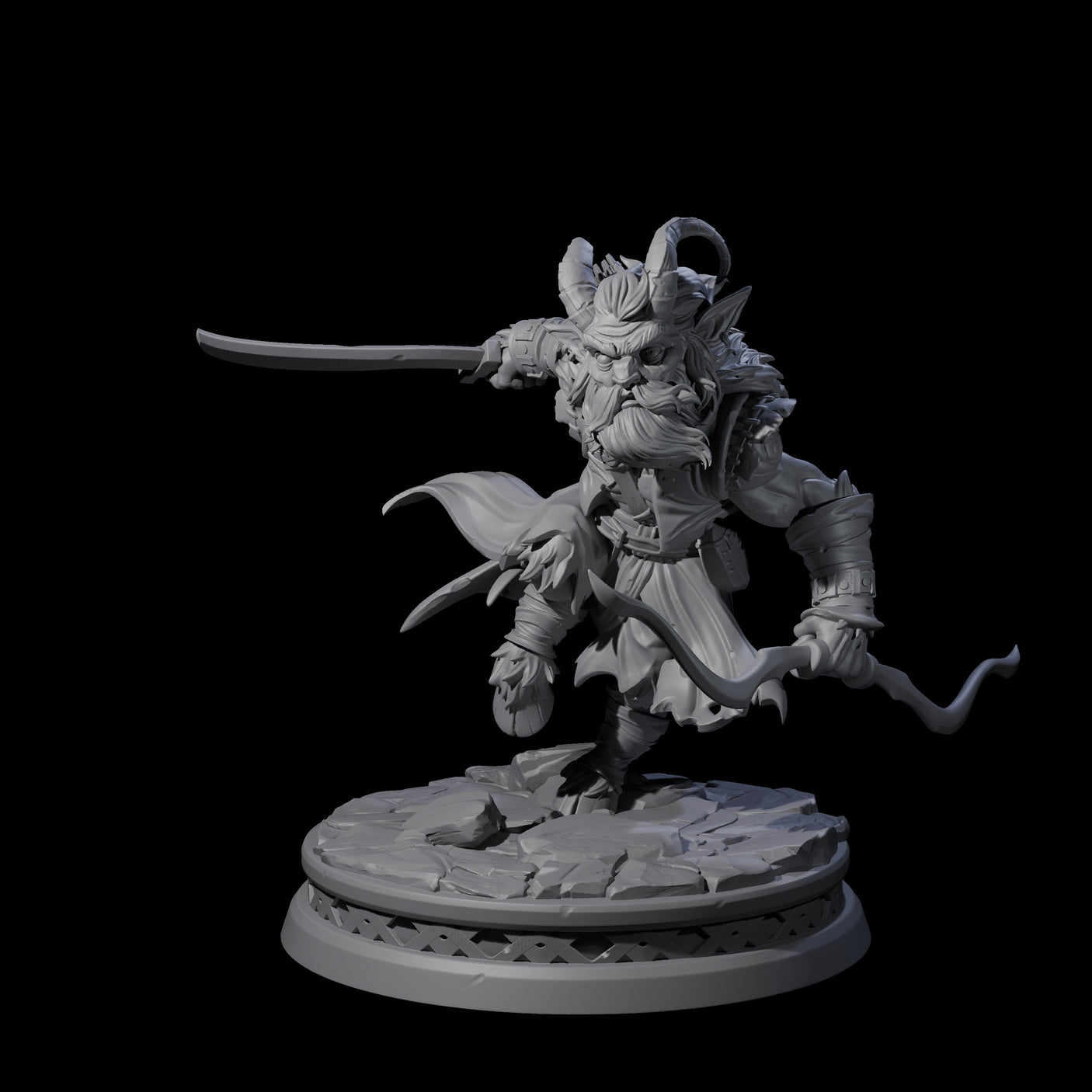 Charging Tiefling Elder Miniature for Dungeons and Dragons, Pathfinder or other TTRPGs