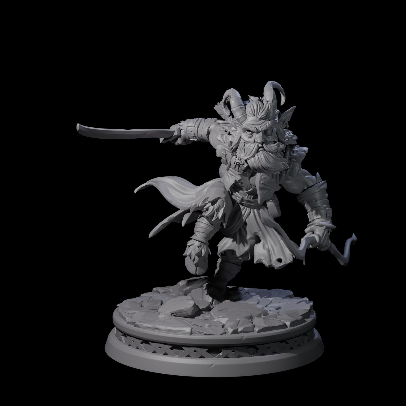 Charging Tiefling Elder Miniature for Dungeons and Dragons, Pathfinder or other TTRPGs