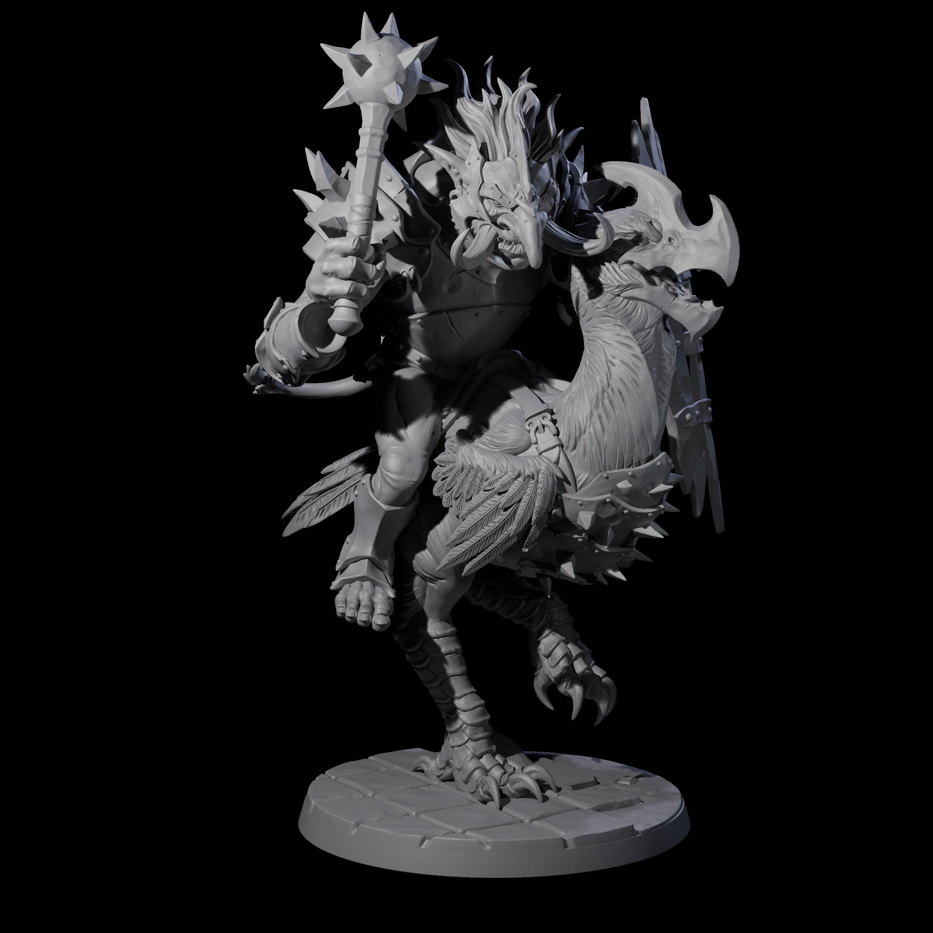 Charging Troll Rider on Axe Beak A Miniature for Dungeons and Dragons, Pathfinder or other TTRPGs