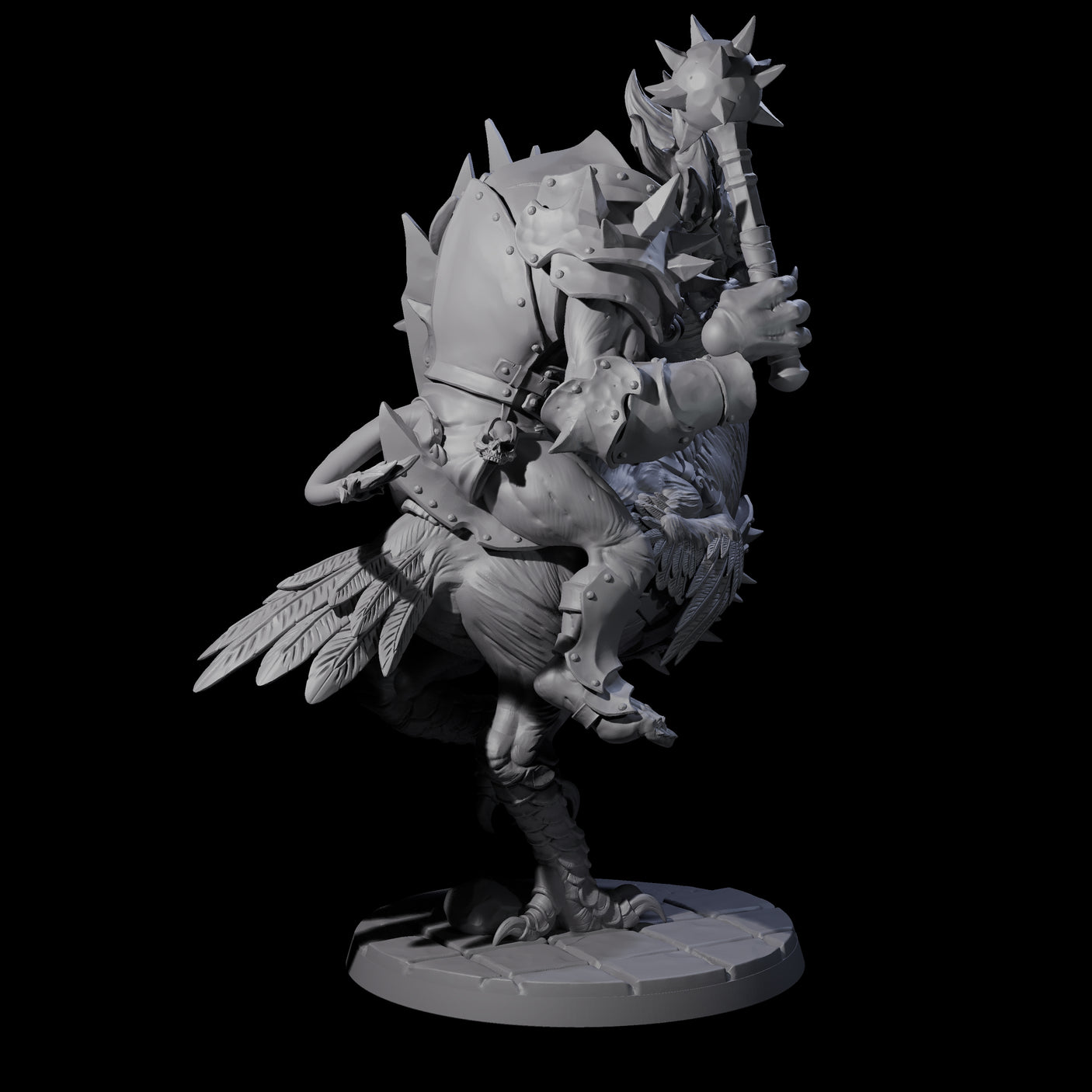 Charging Troll Rider on Axe Beak A Miniature for Dungeons and Dragons, Pathfinder or other TTRPGs